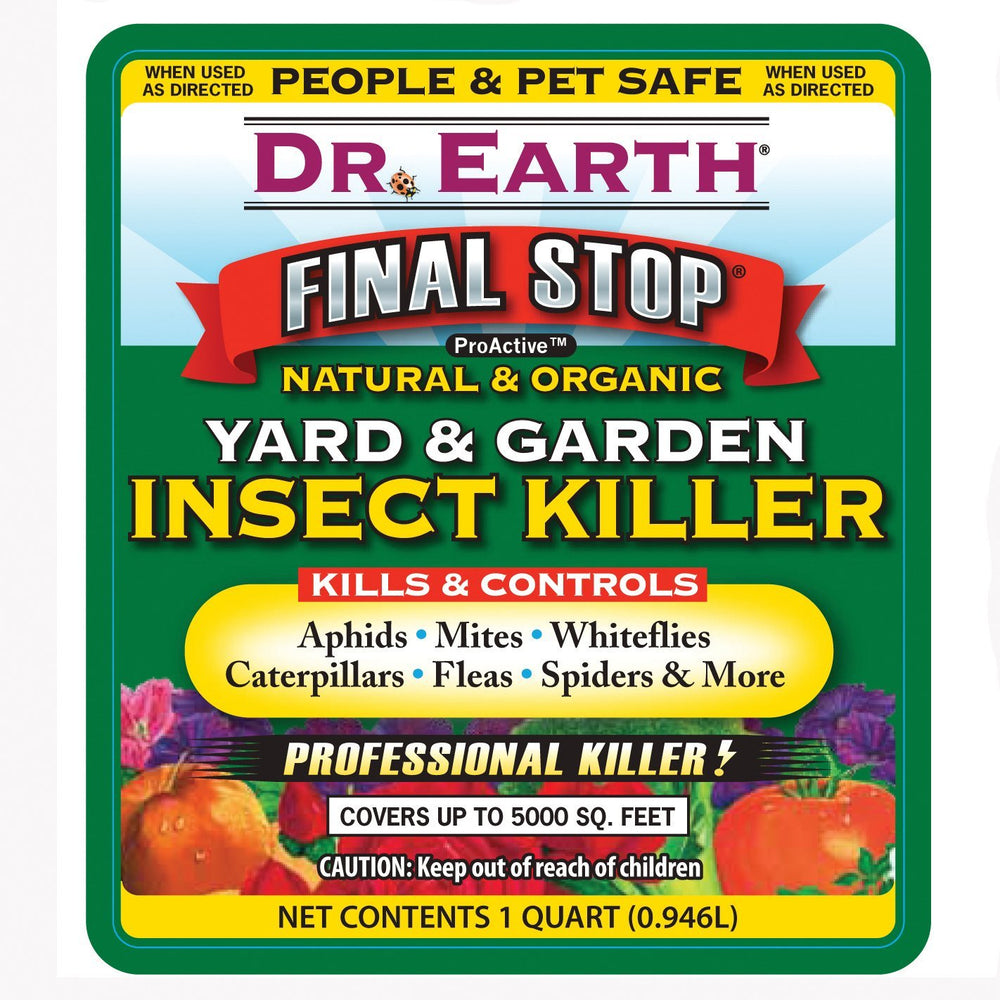 Dr. Earth detalle de etiqueta con ingredientes botánicos y beneficio protector