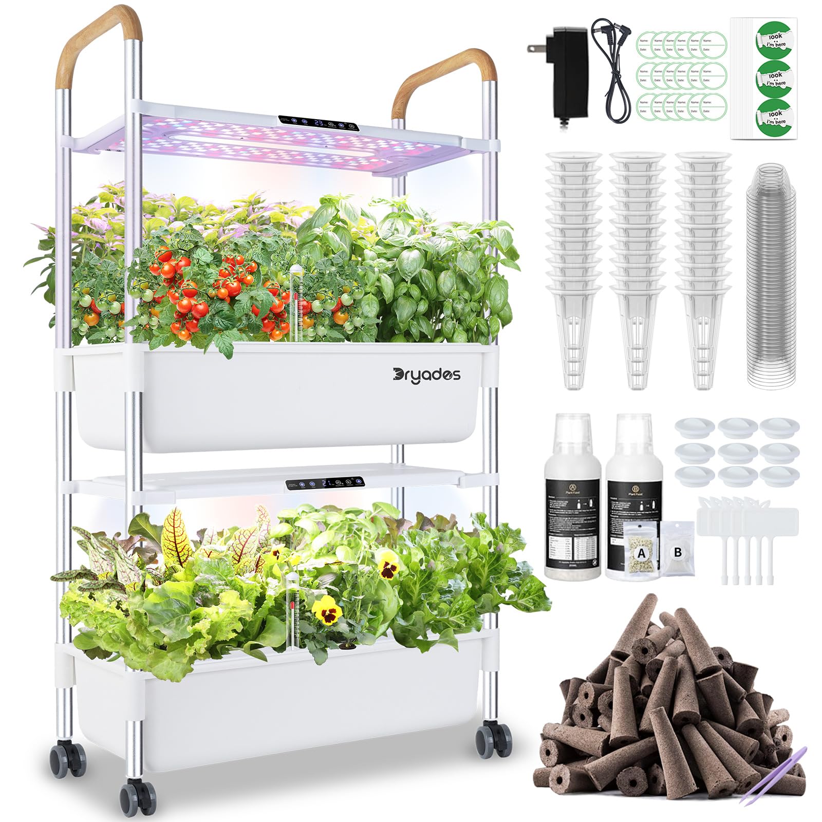DRYADES vista frontal del sistema hidropónico, optimiza cultivo interior
