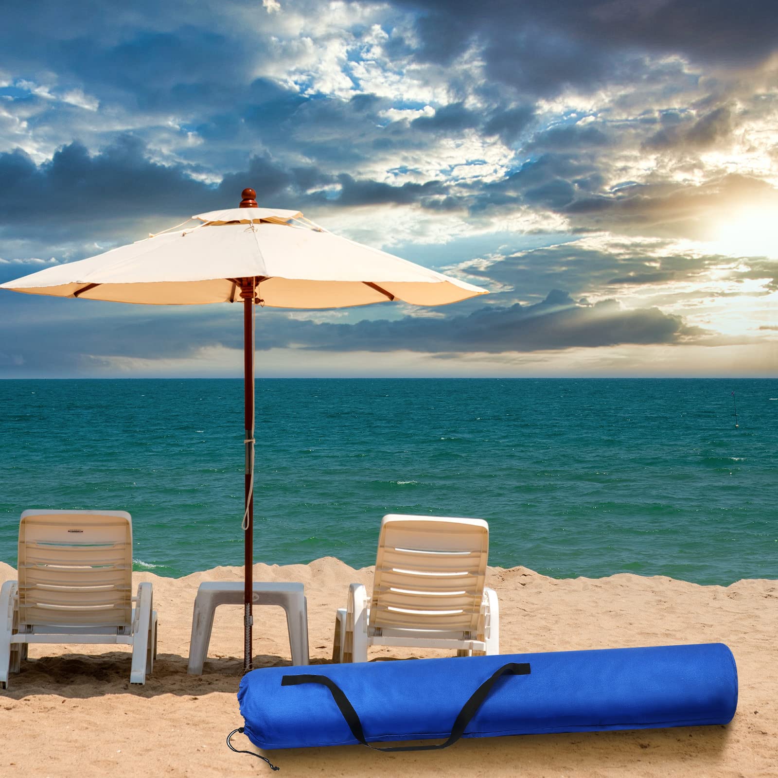 Dunzy escena de playa con fundas mostrando conveniencia al transportar