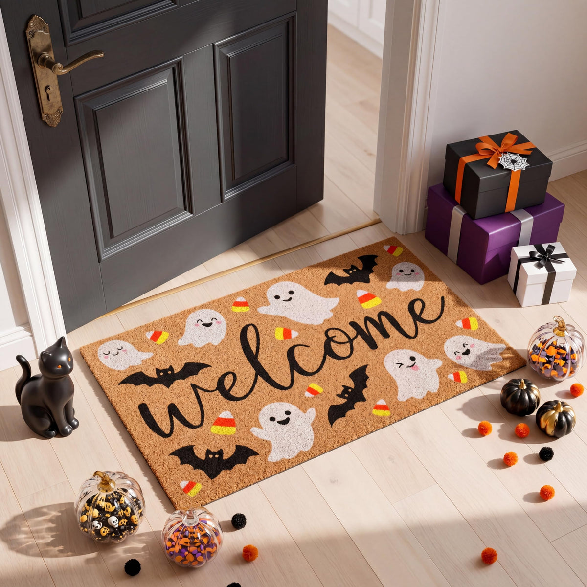 Dunzy felpudo Halloween vista frontal decorativo y resistente