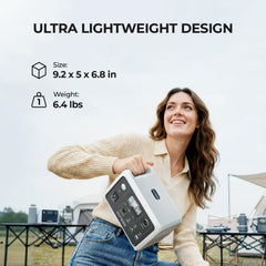 Dyness panel de puertos con AC, USB-C, USB-A y salidas DC para versatilidad