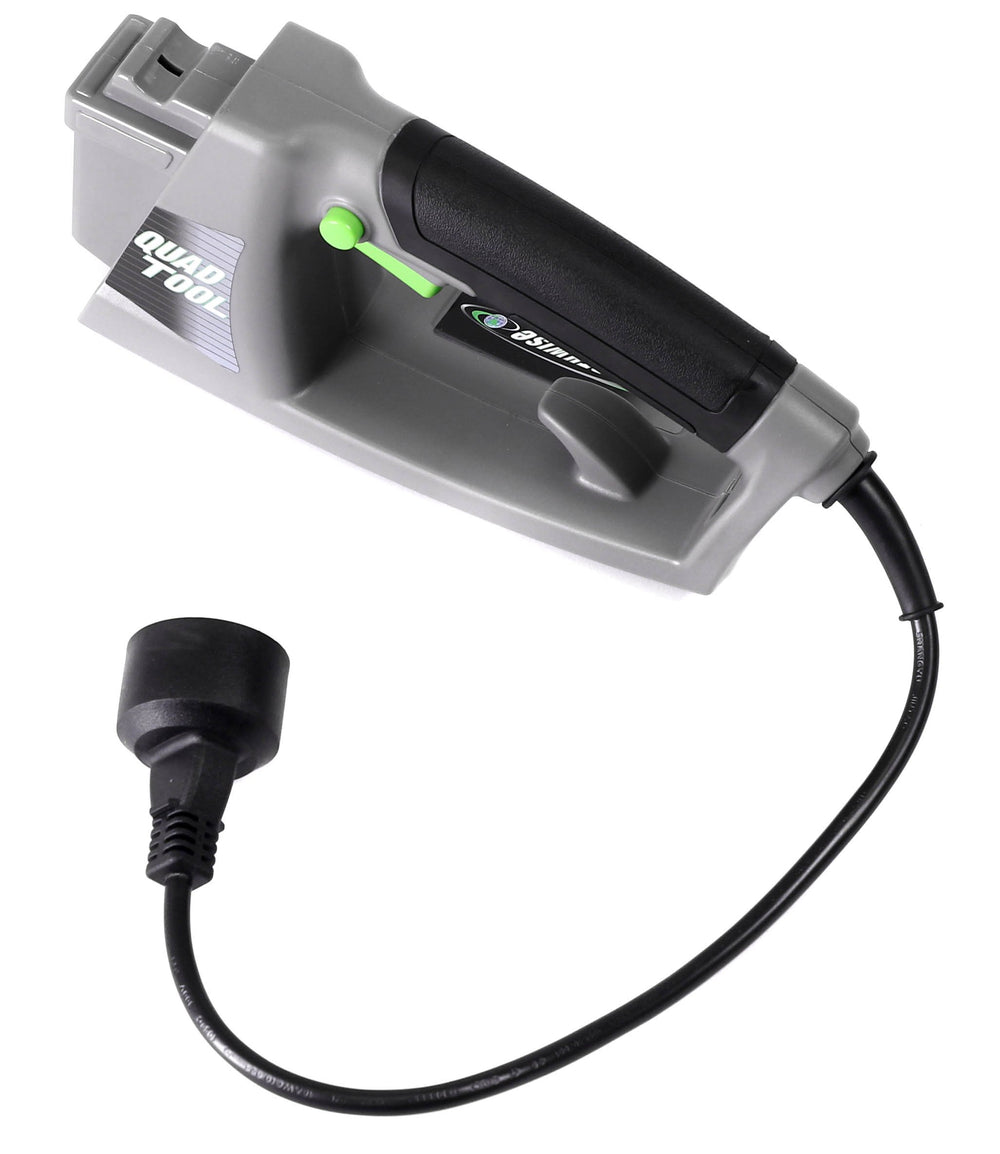 Earthwise CVP41810 detalle de barra y cadena con sistema de engrase visible