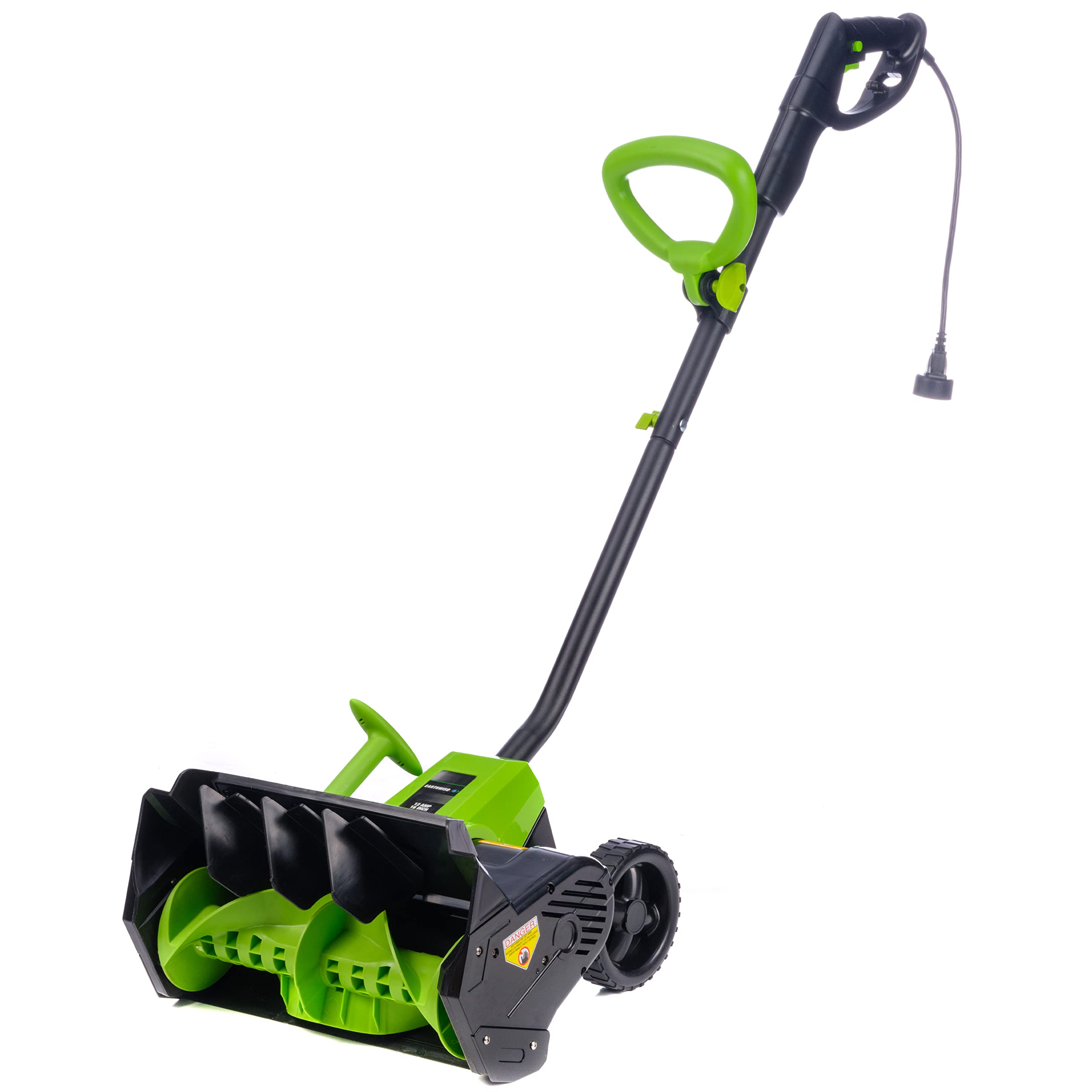 Earthwise SN70016 vista frontal mostrando ancho y carcasa, facilidad de trabajo