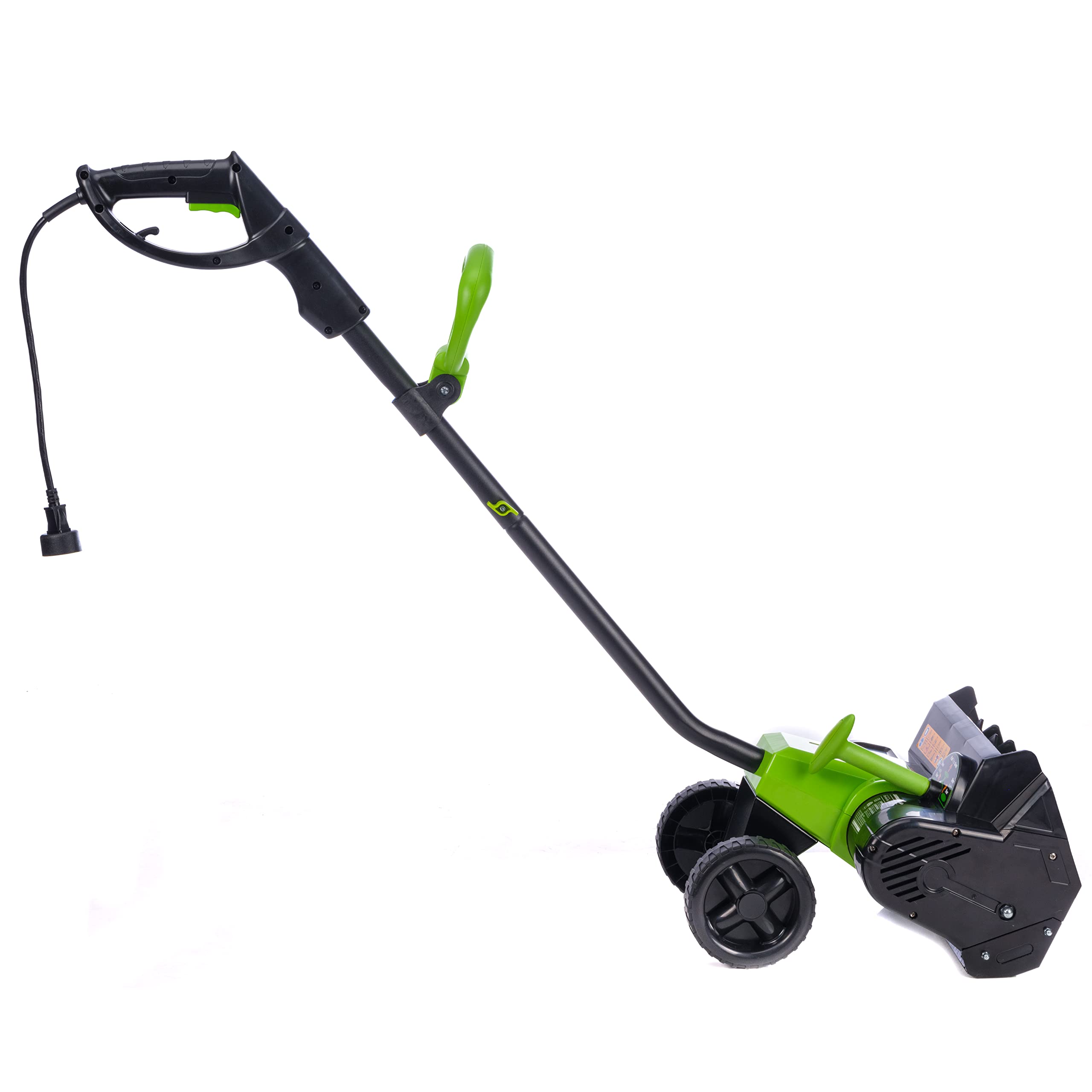Earthwise SN70016 vista lateral que ilustra el tamaño compacto y alcance