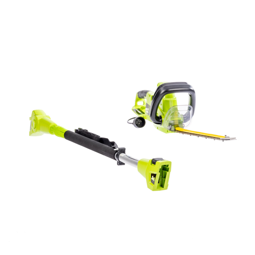 Earthwise herramienta en uso podando setos con precisión