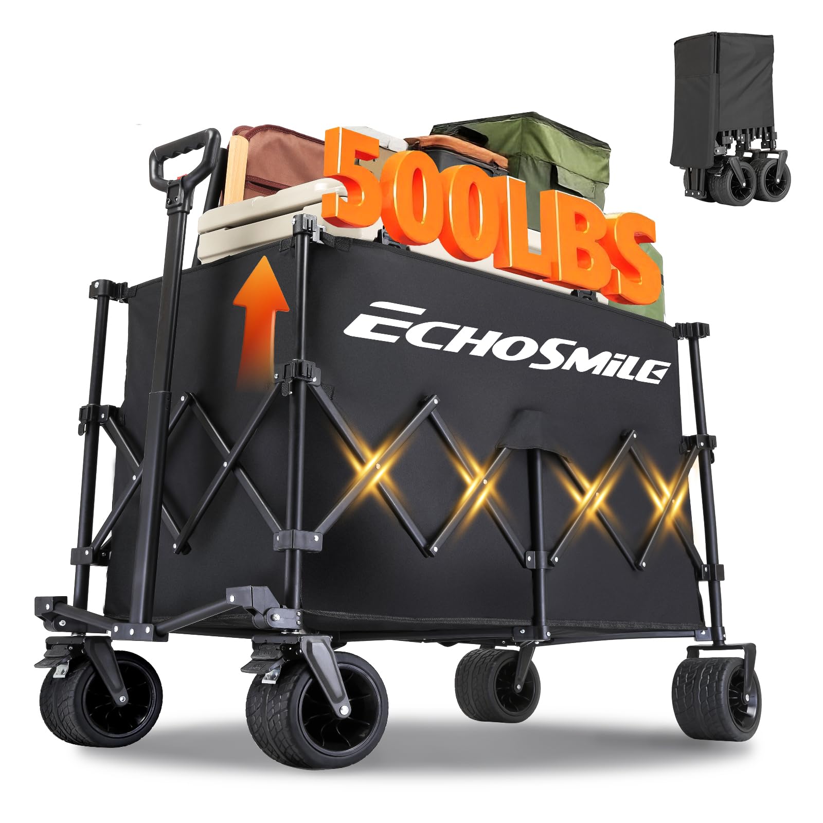 EchoSmile vista frontal del carro plegado fácil almacenamiento