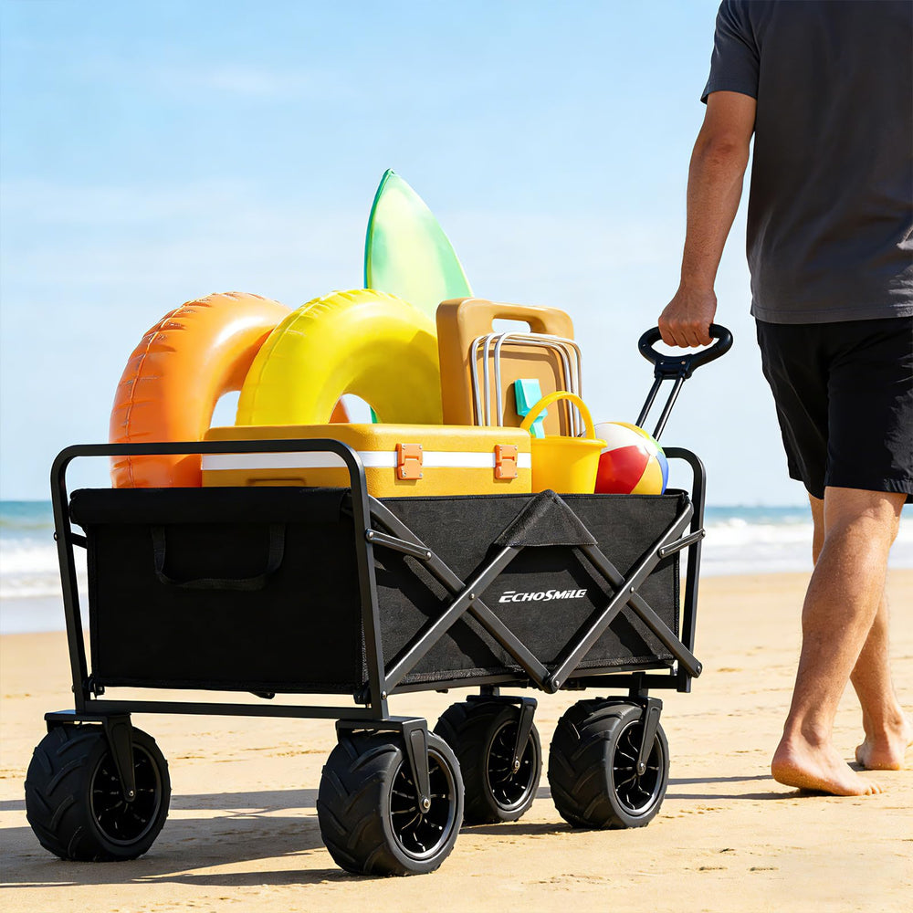 EchoSmile carrito plegado dentro del maletero para almacenamiento compacto y práctico