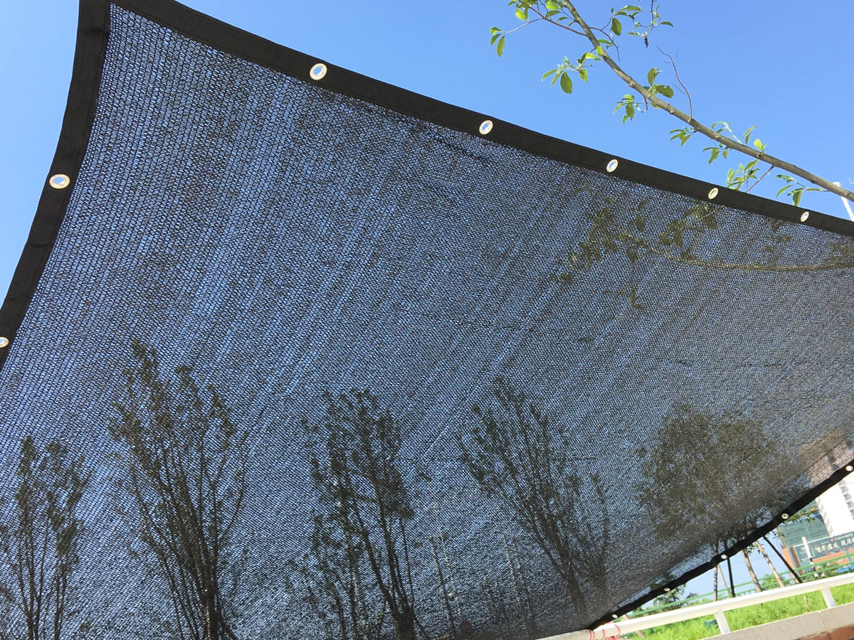 ECTY malla de sombra frontal empacado mostrando el material y tamaño, protección solar