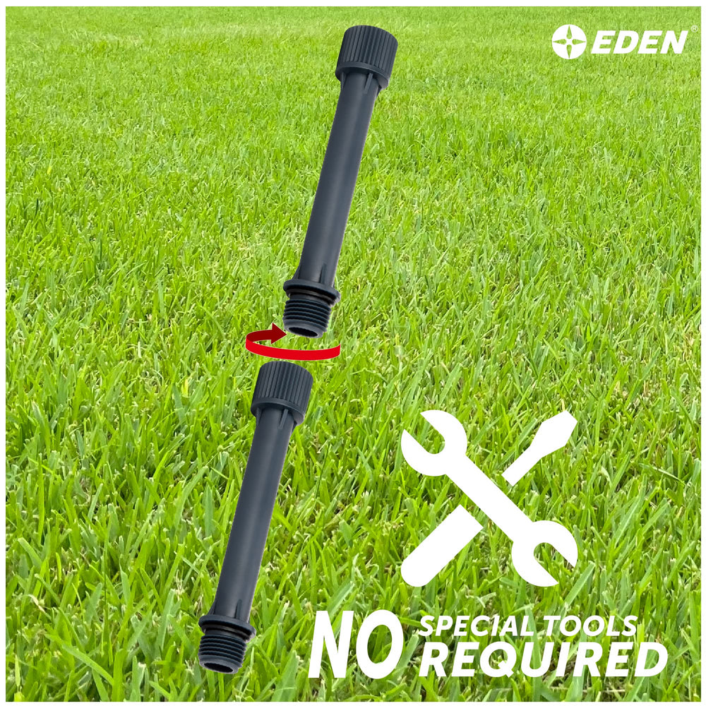 Eden en jardín elevando aspersor para mejor cobertura