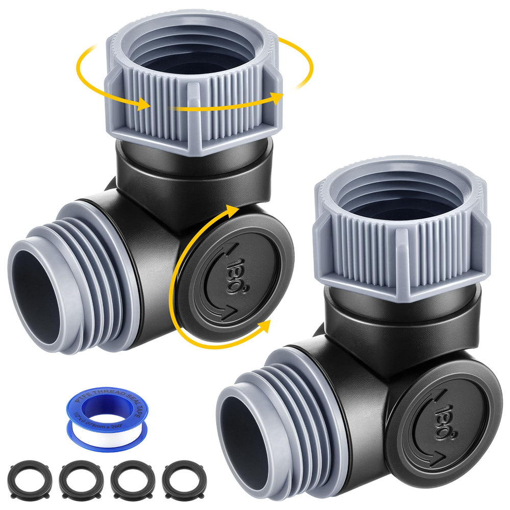 Enhon vista frontal del paquete de 2 adaptadores para manguera con rotación