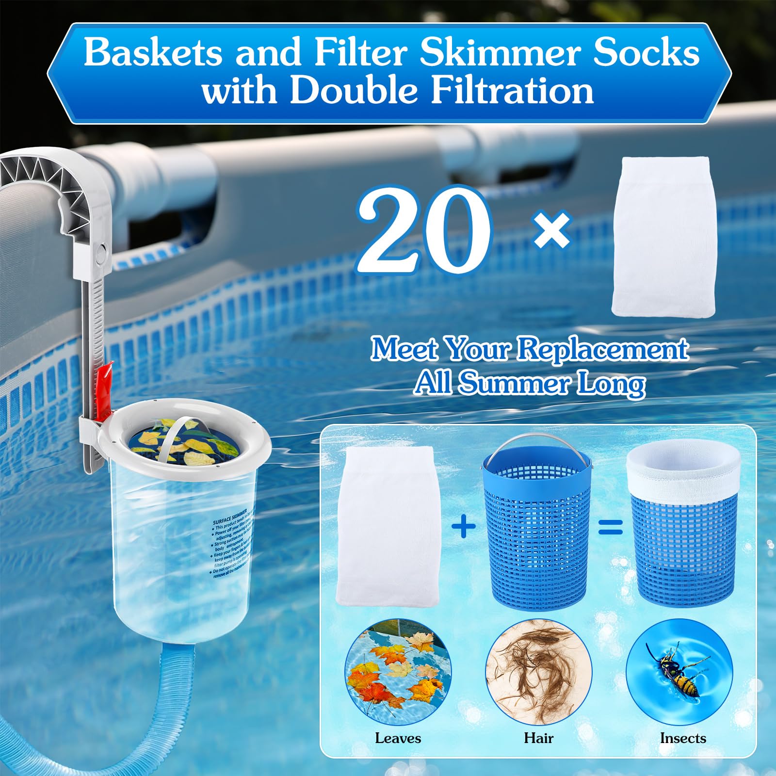 Enhon skimmer en uso conectado a bomba para eliminar hojas flotantes