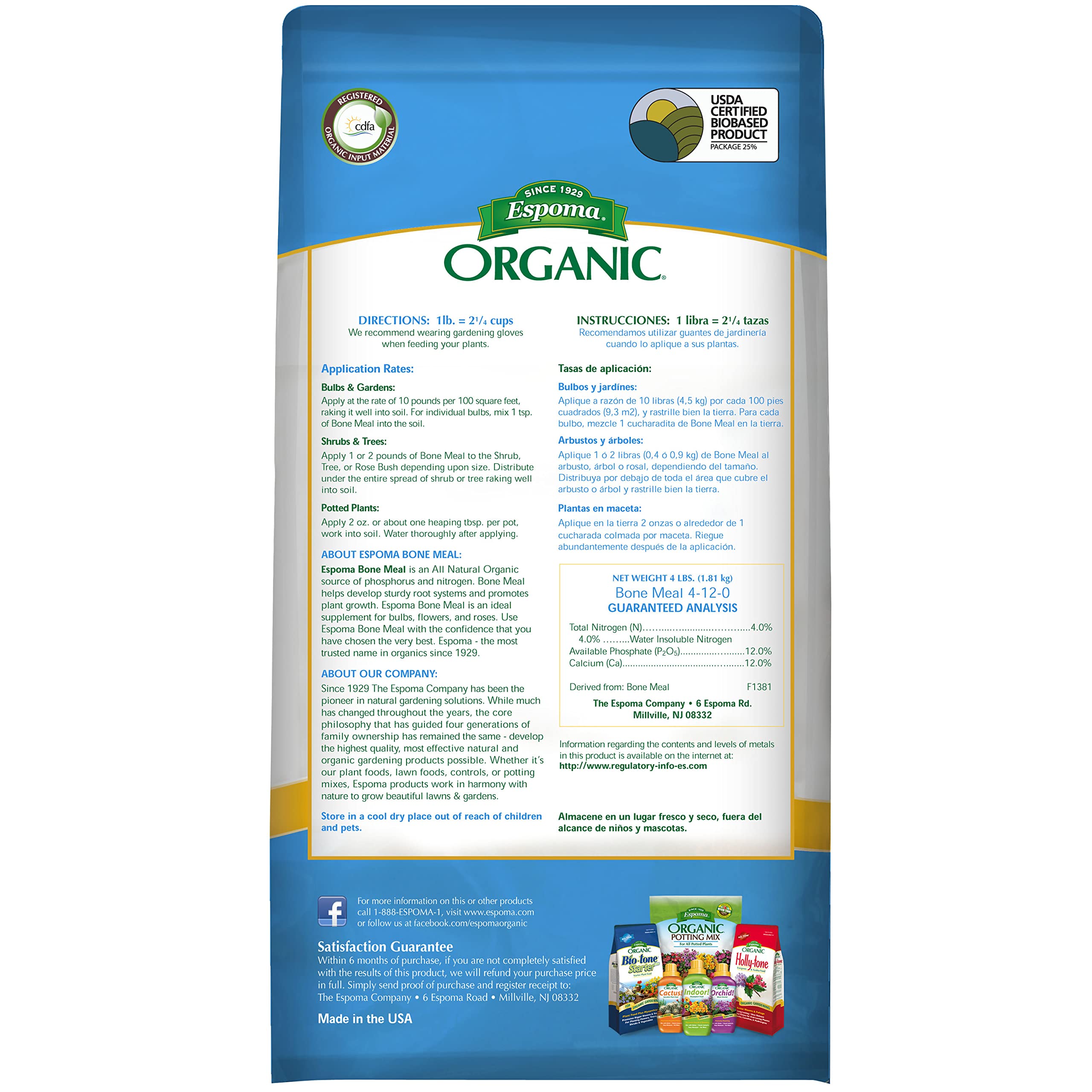 Espoma bone meal primer plano de la textura granular para mejor mezcla en suelo
