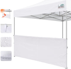 Eurmax media pared montada en toldo 10x10 en feria ofreciendo sombra y privacidad