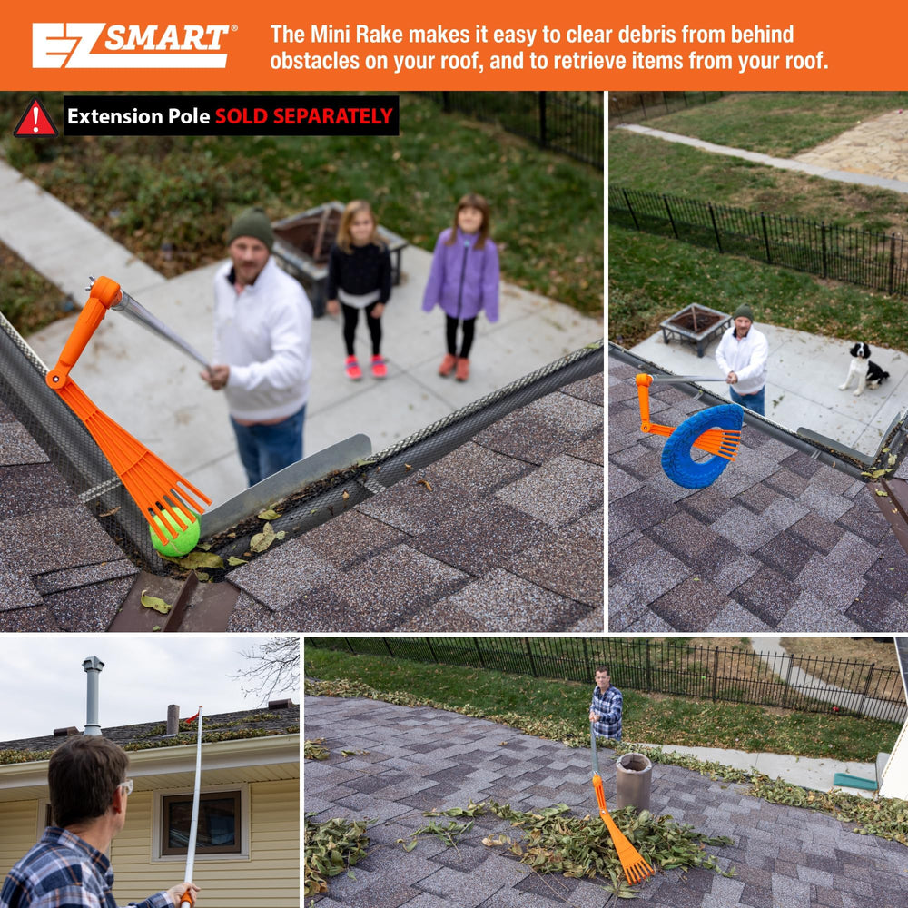 EZ Smart extrayendo hojas y agujas de una canaleta para limpieza eficiente