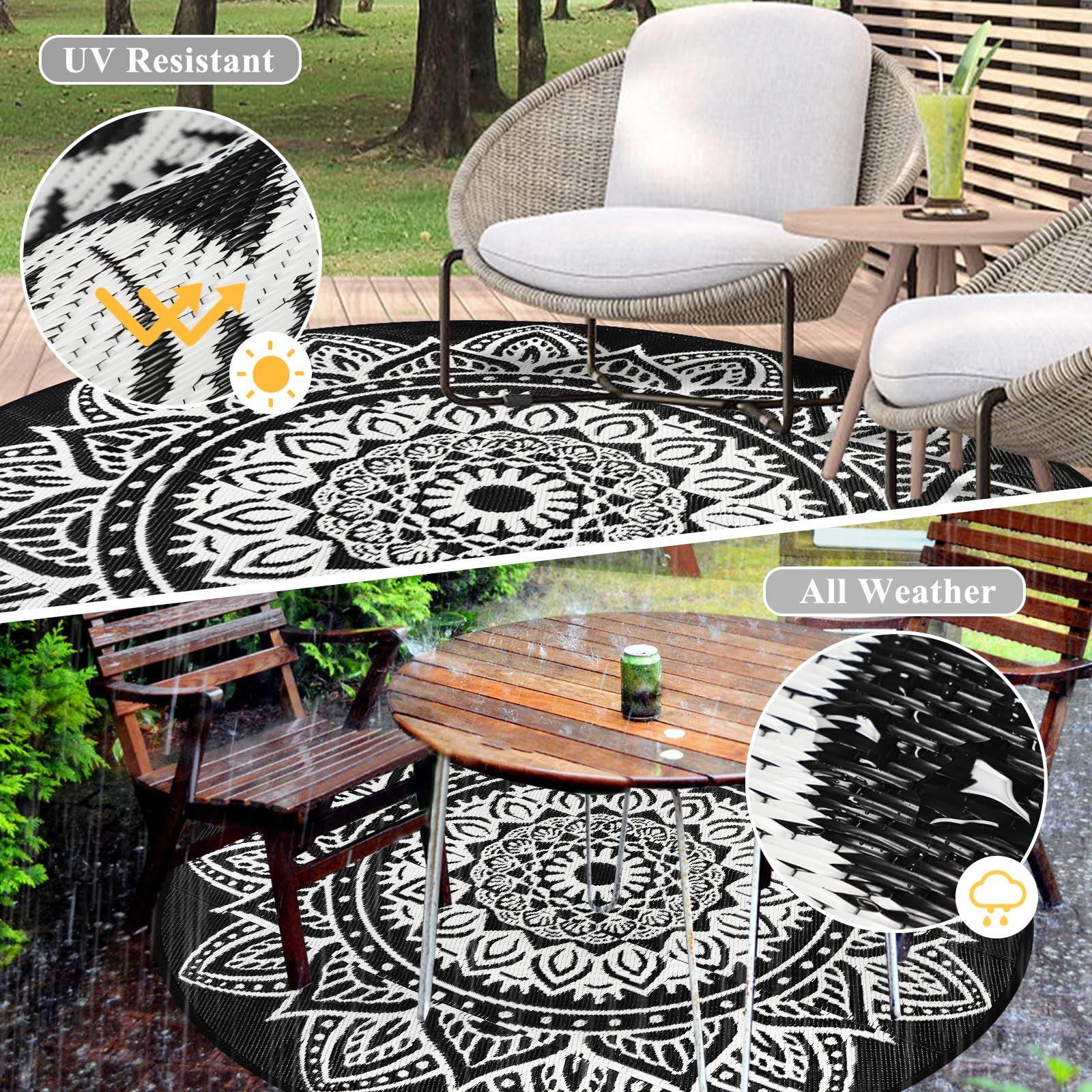 famibay alfombra en porche con muebles demostrando uso exterior