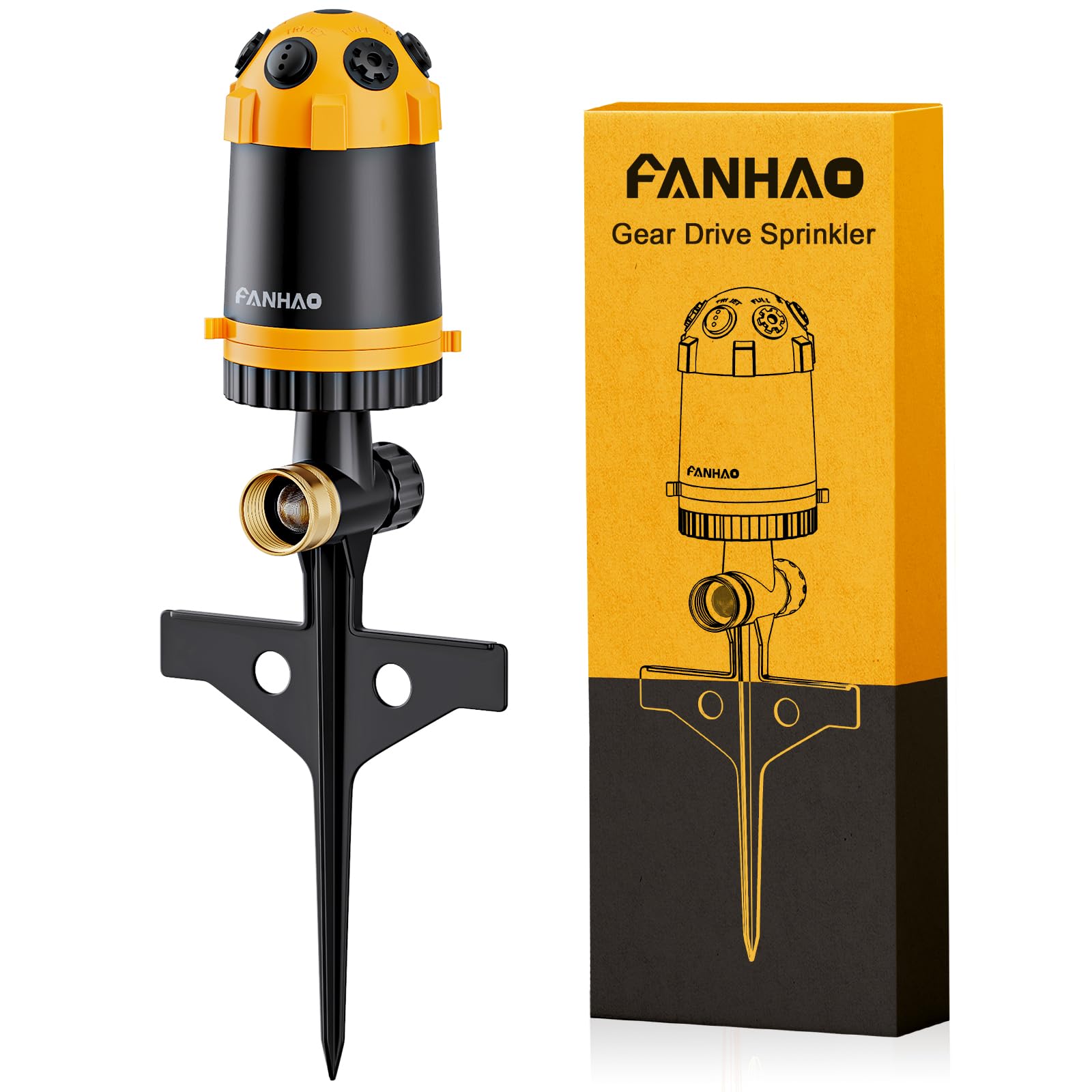FANHAO aspersor frontal mostrando diseño robusto y facilidad de ajuste