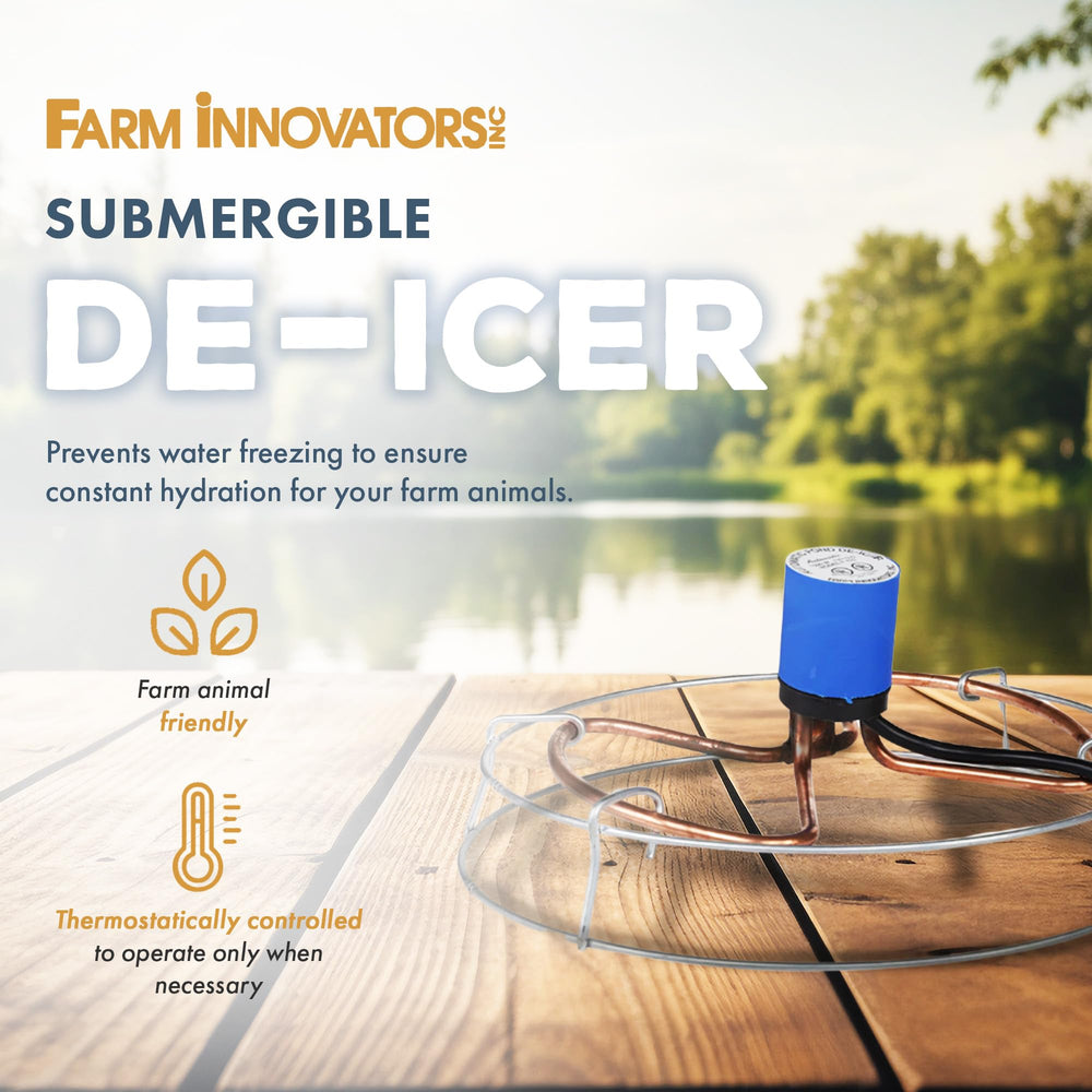 Farm Innovators jaula protectora detalle mostrando diseño Ice-N-Easy y seguridad