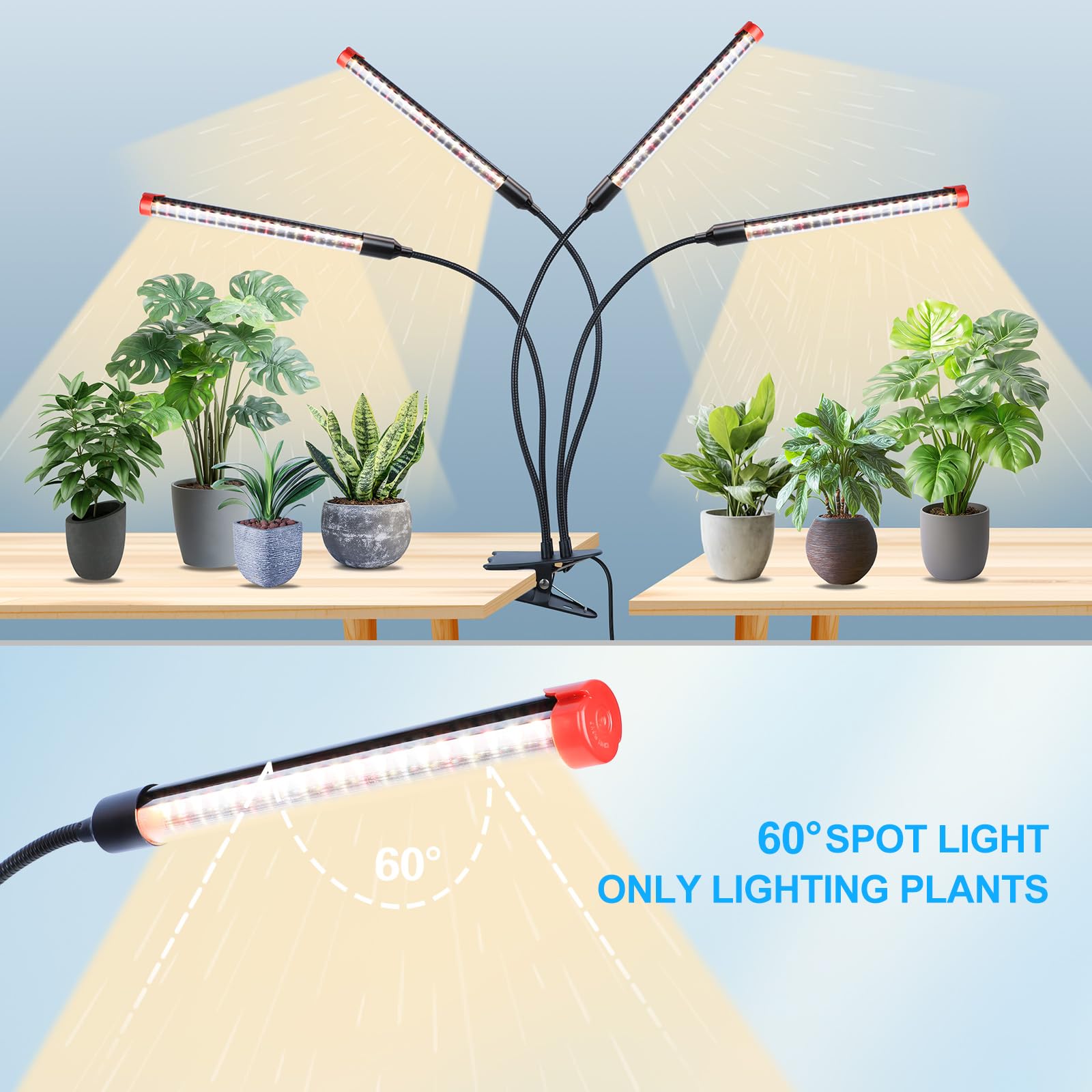 FECiDA iluminando plantas en interior con espectro completo y balanceado