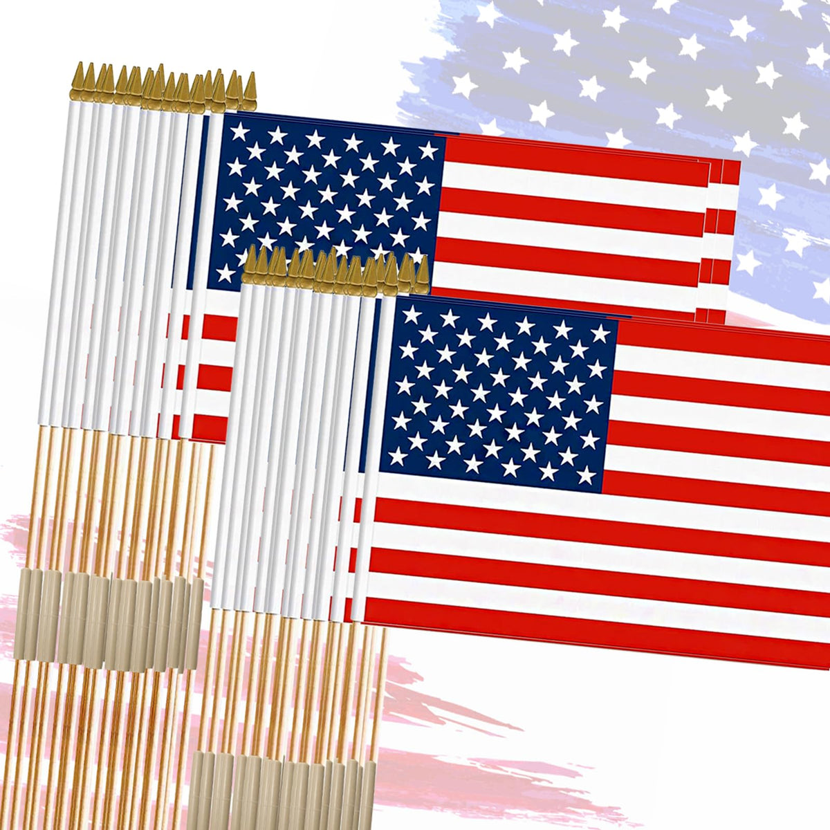 FLAGMESAGE pack frontal mostrando banderas americanas y World Cup, ideal para eventos