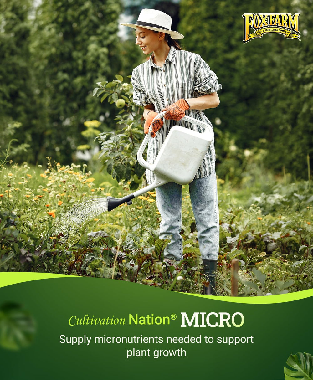 FoxFarm aplicación en maceta durante vegetativo, mejora vigor y desarrollo foliar