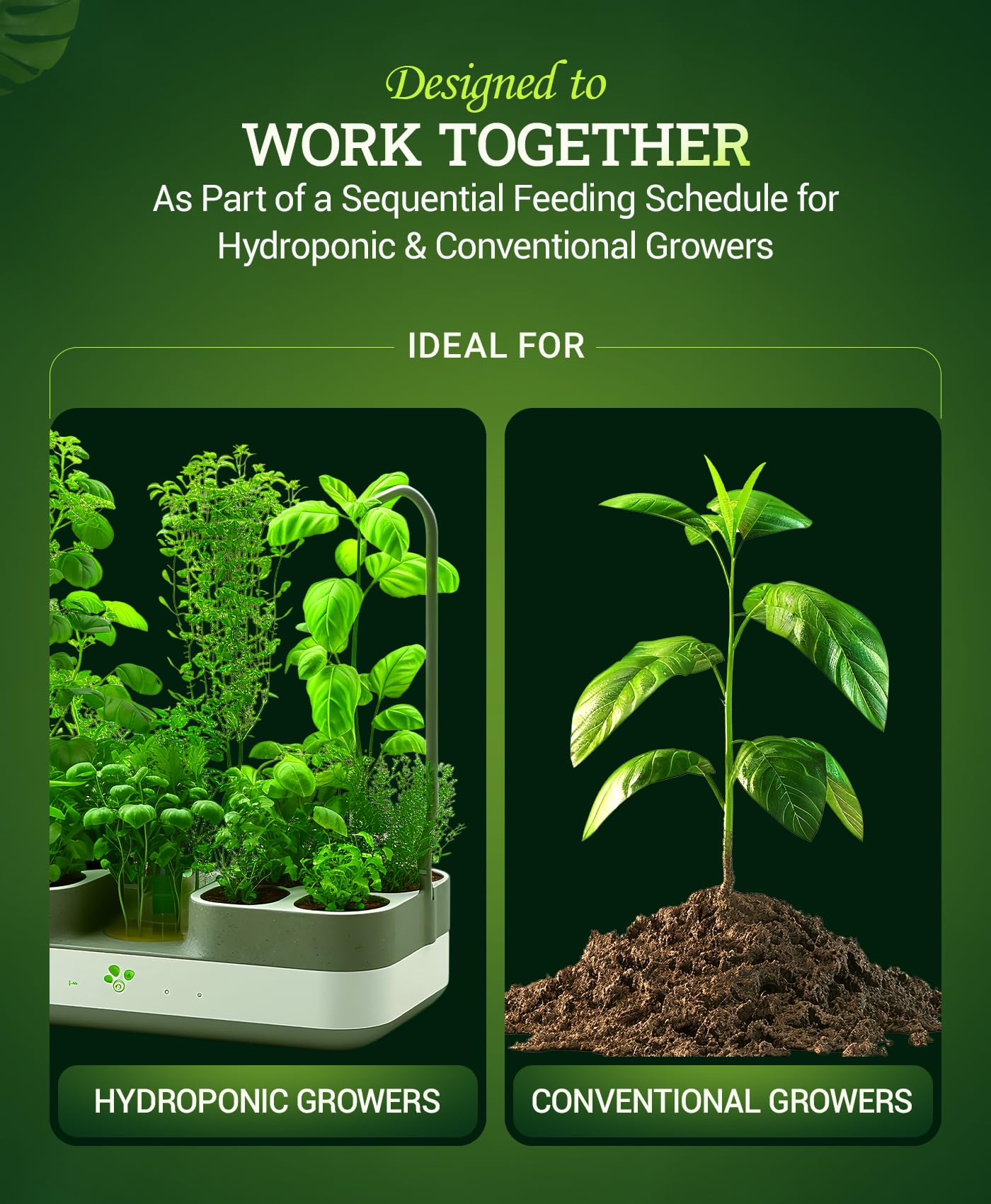 FoxFarm trio pack en estante de cultivo, organización y acceso rápido
