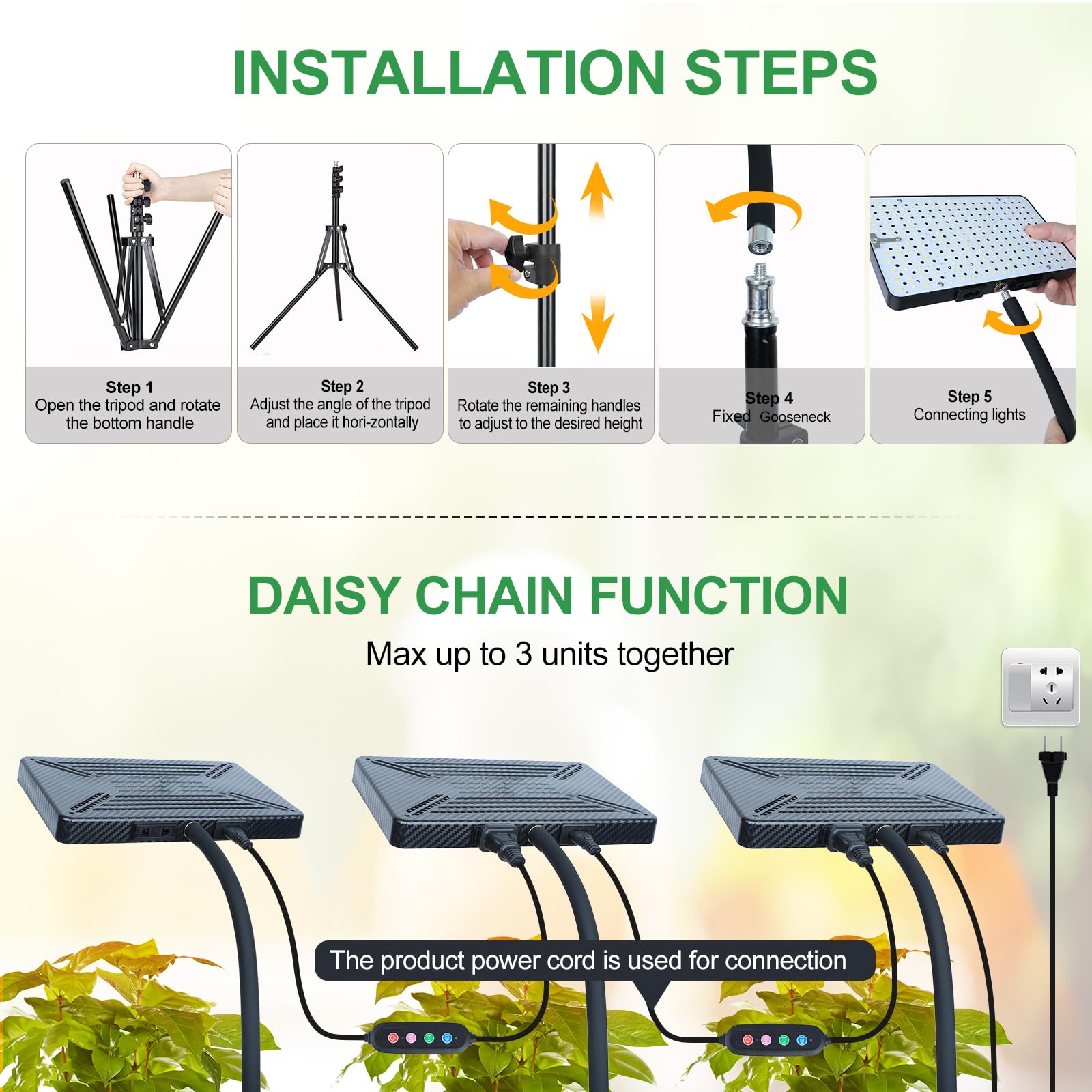 FRGROW ajuste de altura del soporte, previene luz excesiva y quemaduras