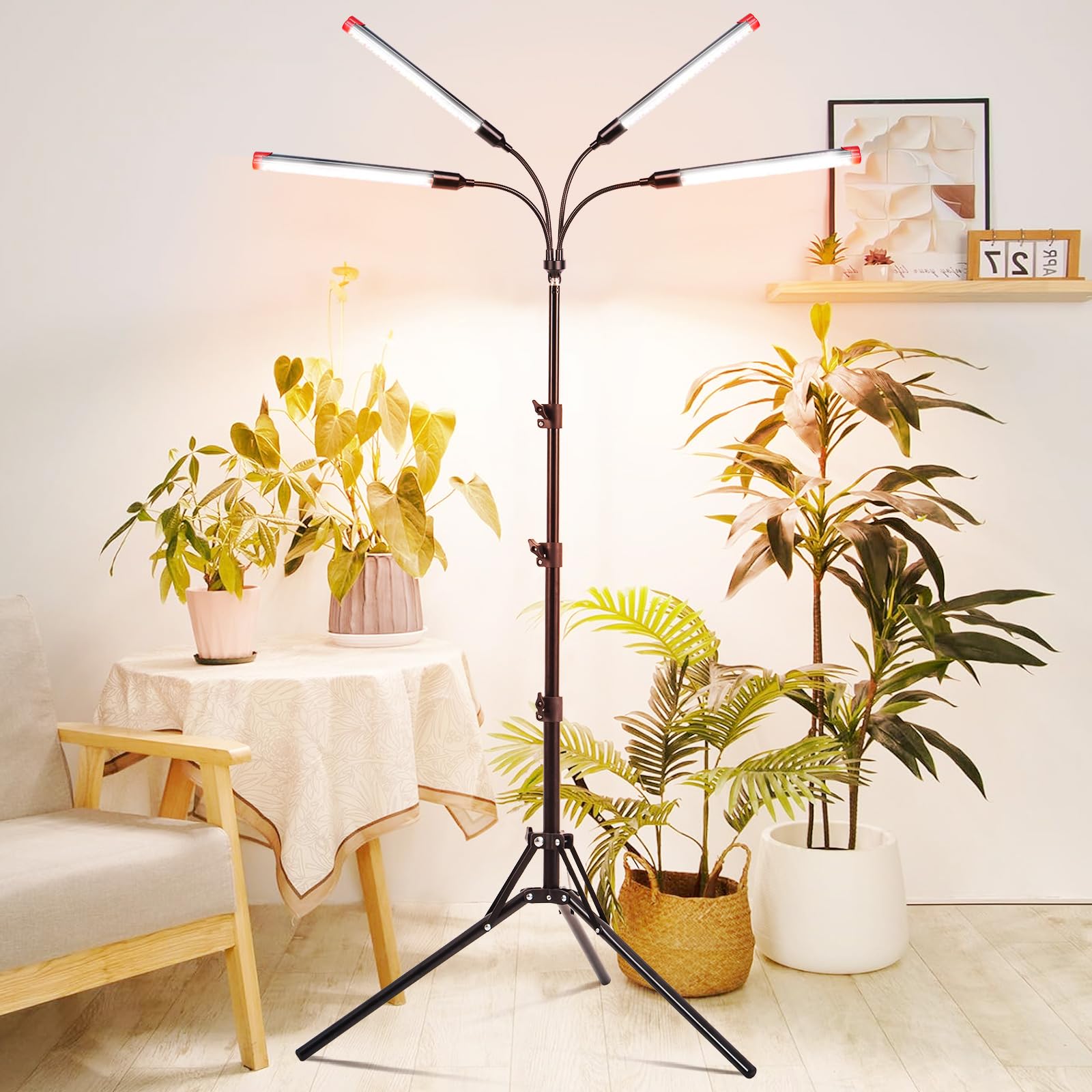 FRGROW lámpara integrada en salón con plantas creando ambiente de cultivo indoor
