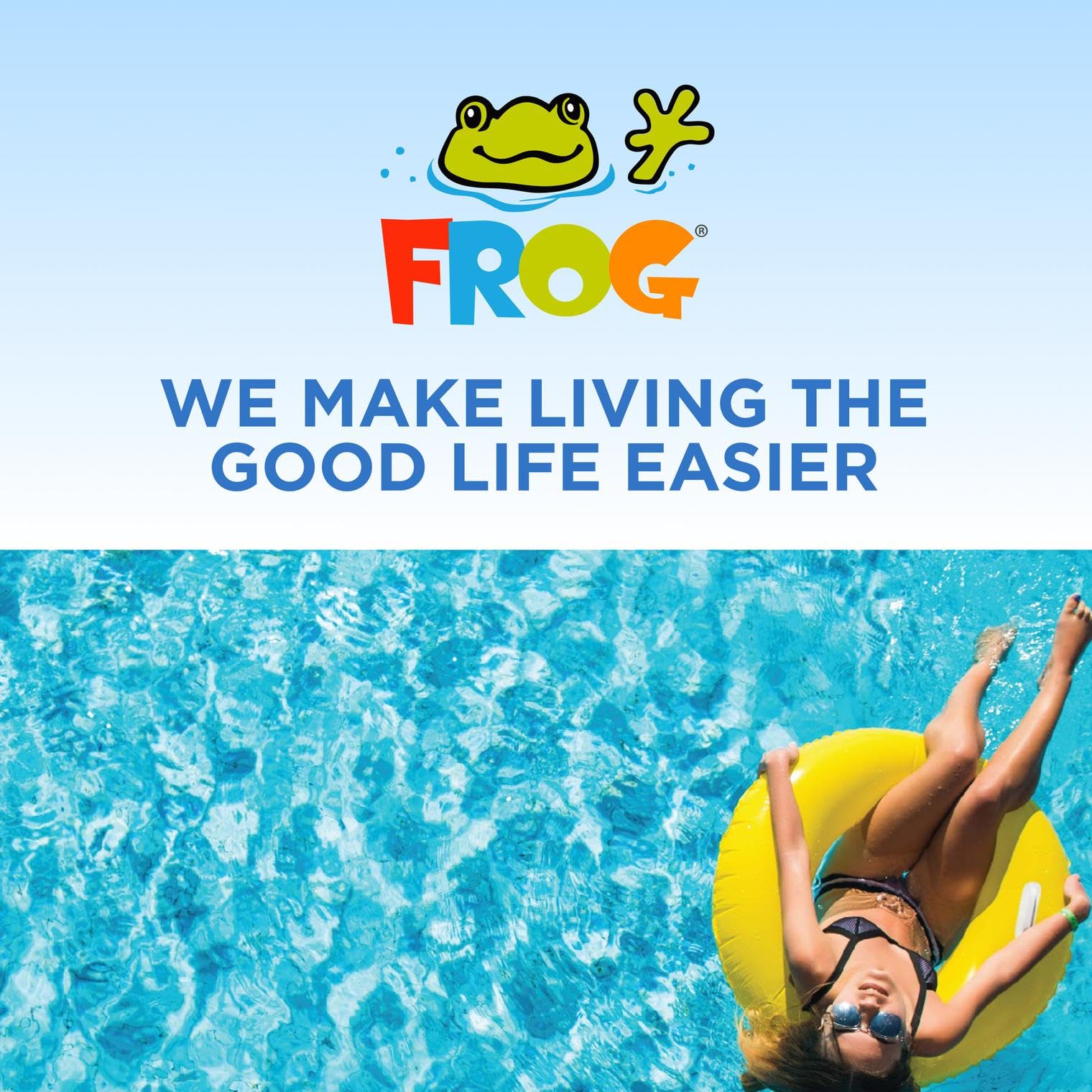 FROG ambiente de piscina con sistema en uso y agua más clara