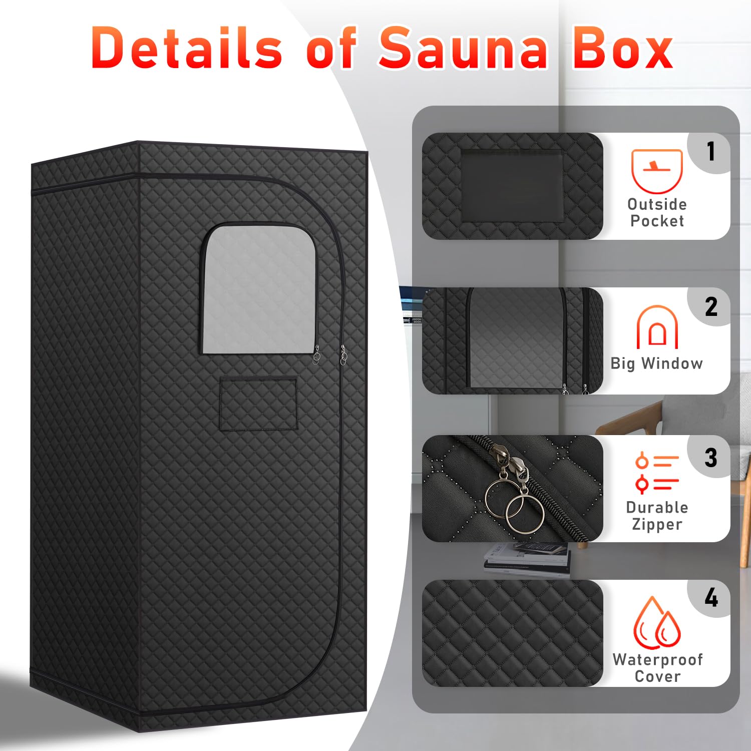 Fulove sauna plegada y guardada, diseño compacto para almacenamiento fácil