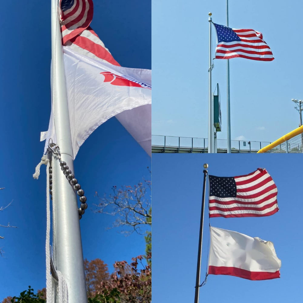 FUNNANS anilla en uso en mástil exterior ayuda a proteger bandera