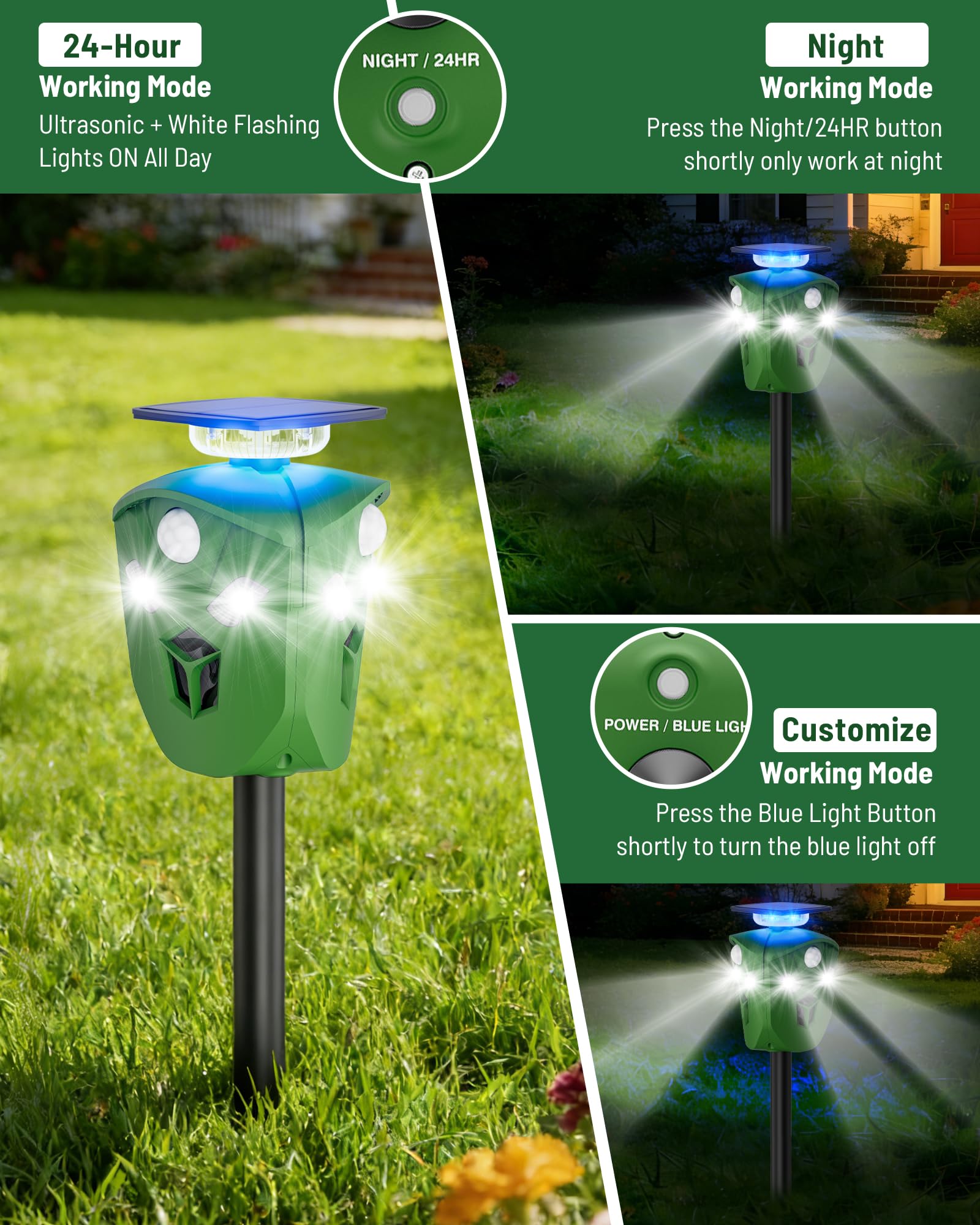 G-Jyuncyou luz intermitente activa disuasión visual para mantener animales fuera