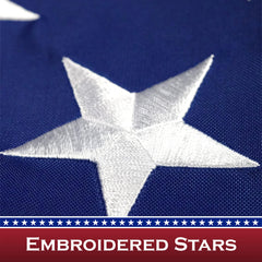 G128 close-up de estrellas bordadas con acabado limpio