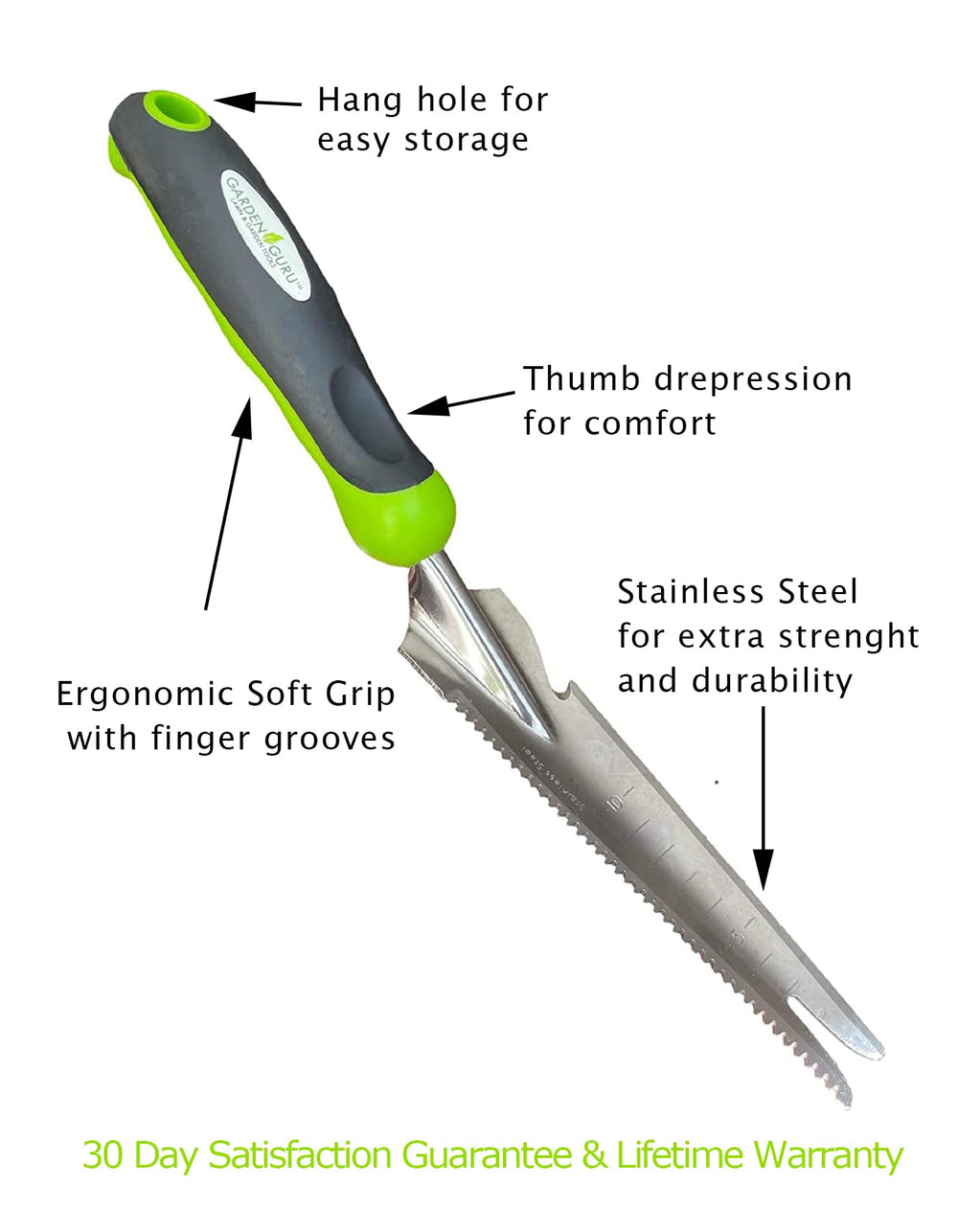 Garden Guru mango ergonómico con agarre suave para menor fatiga
