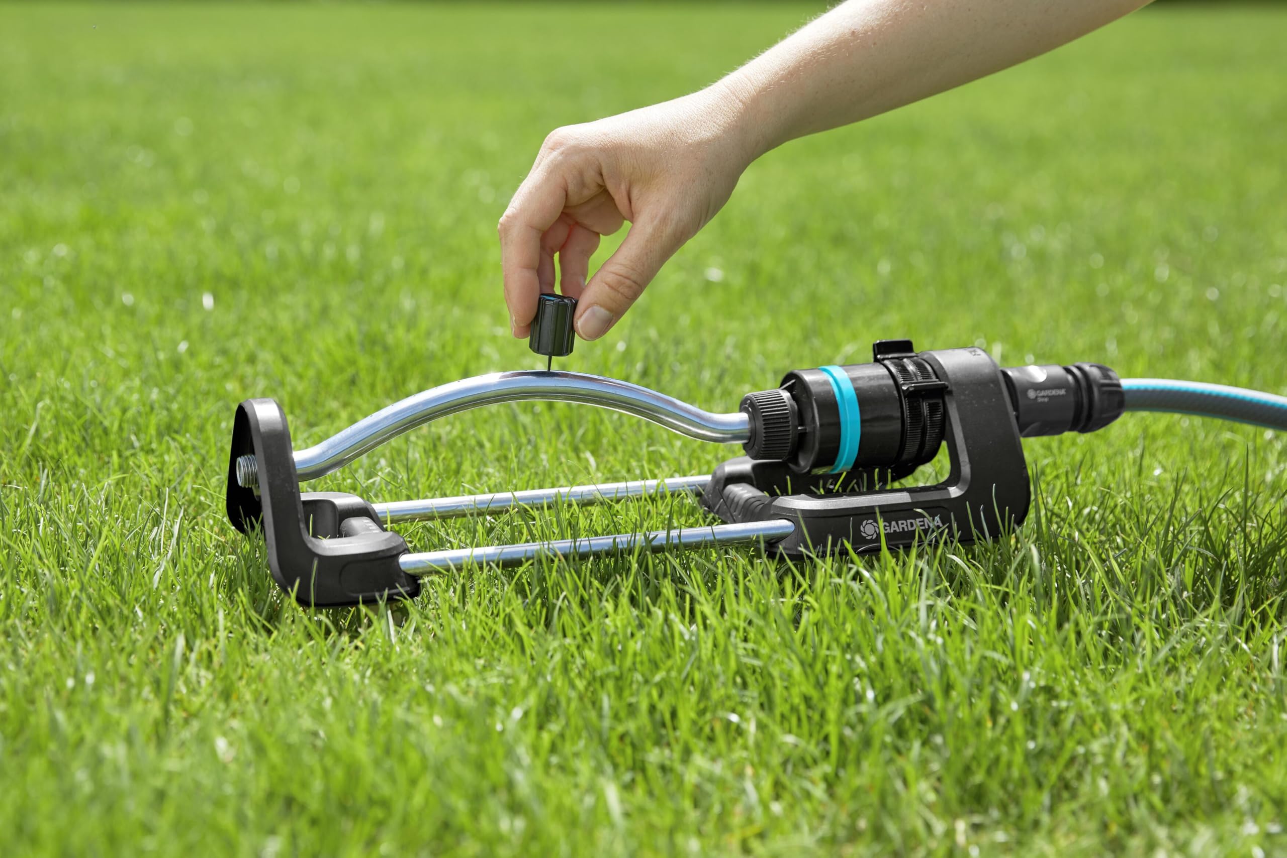Gardena filtro integrado en primer plano evitando obstrucciones y mantenimiento