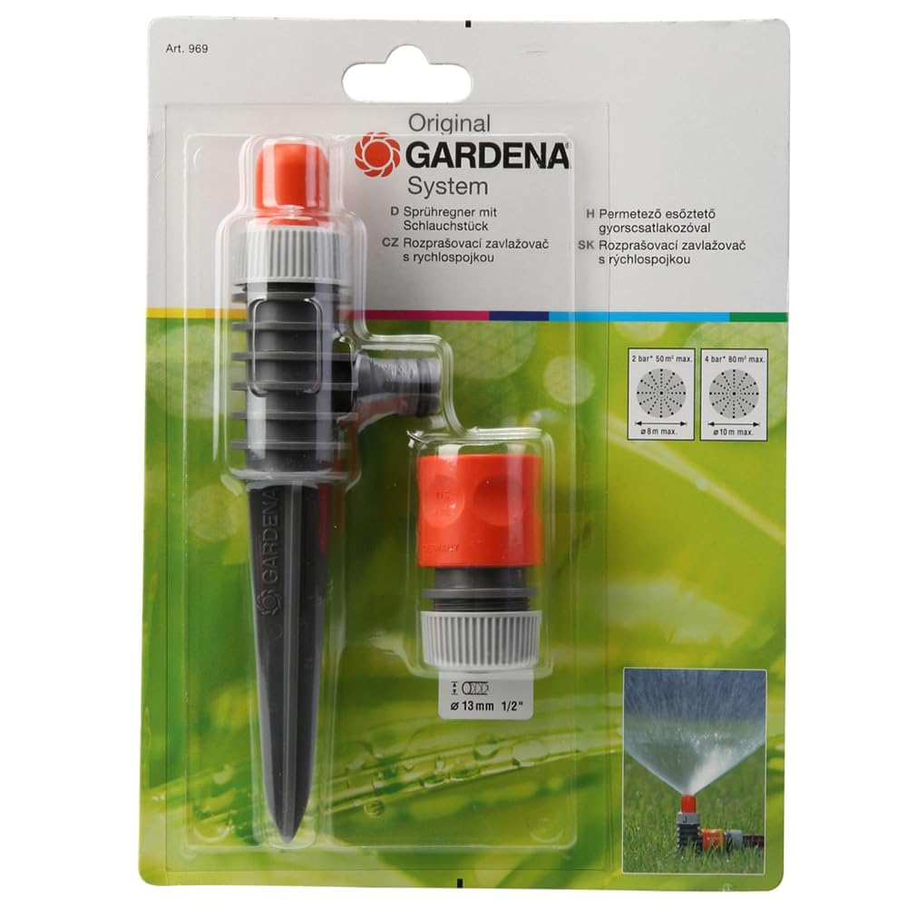 GARDENA aspersor clavado en suelo para riego fijo y estable