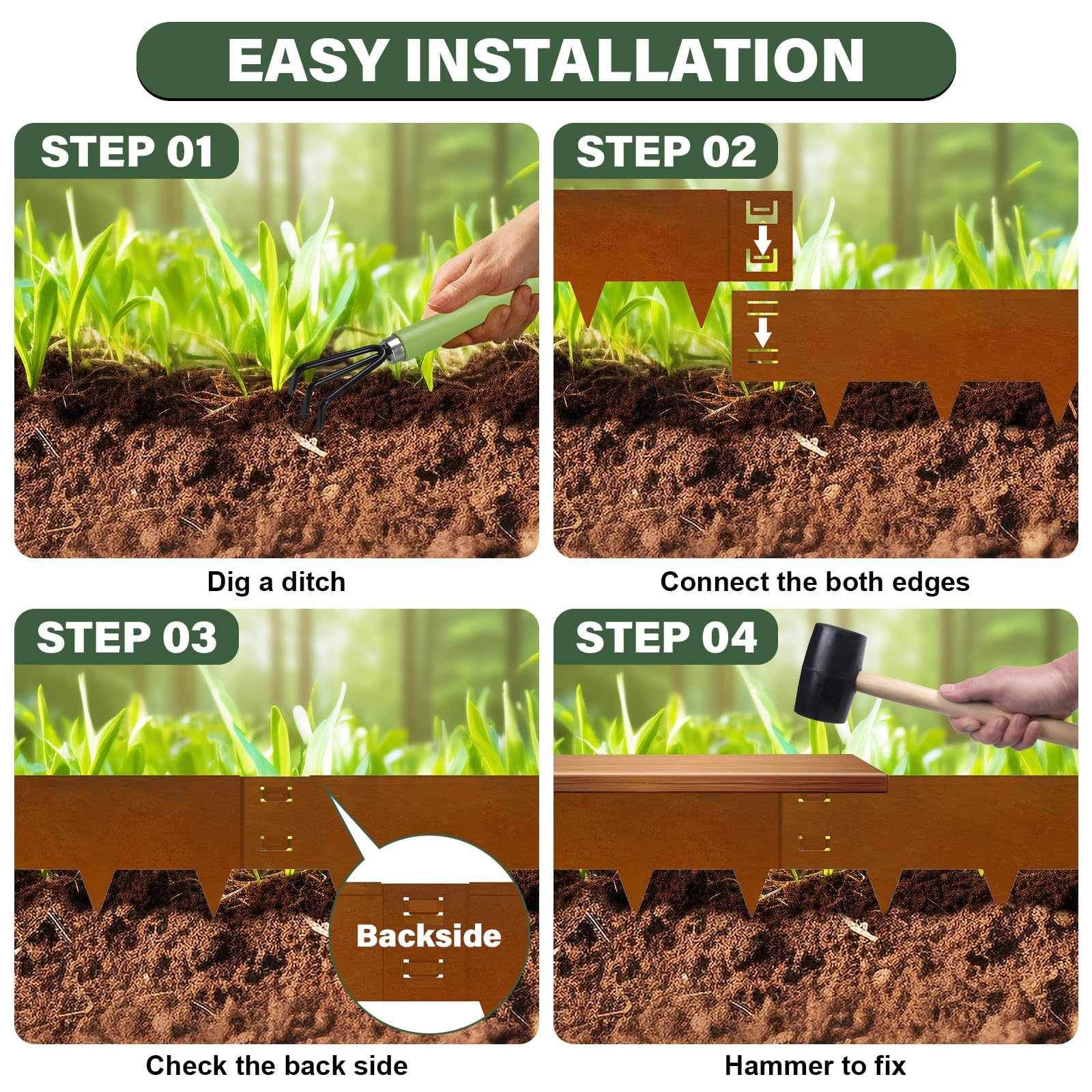 Gardenaire borde instalado delimitando un parterre, orden y mantenimiento fácil