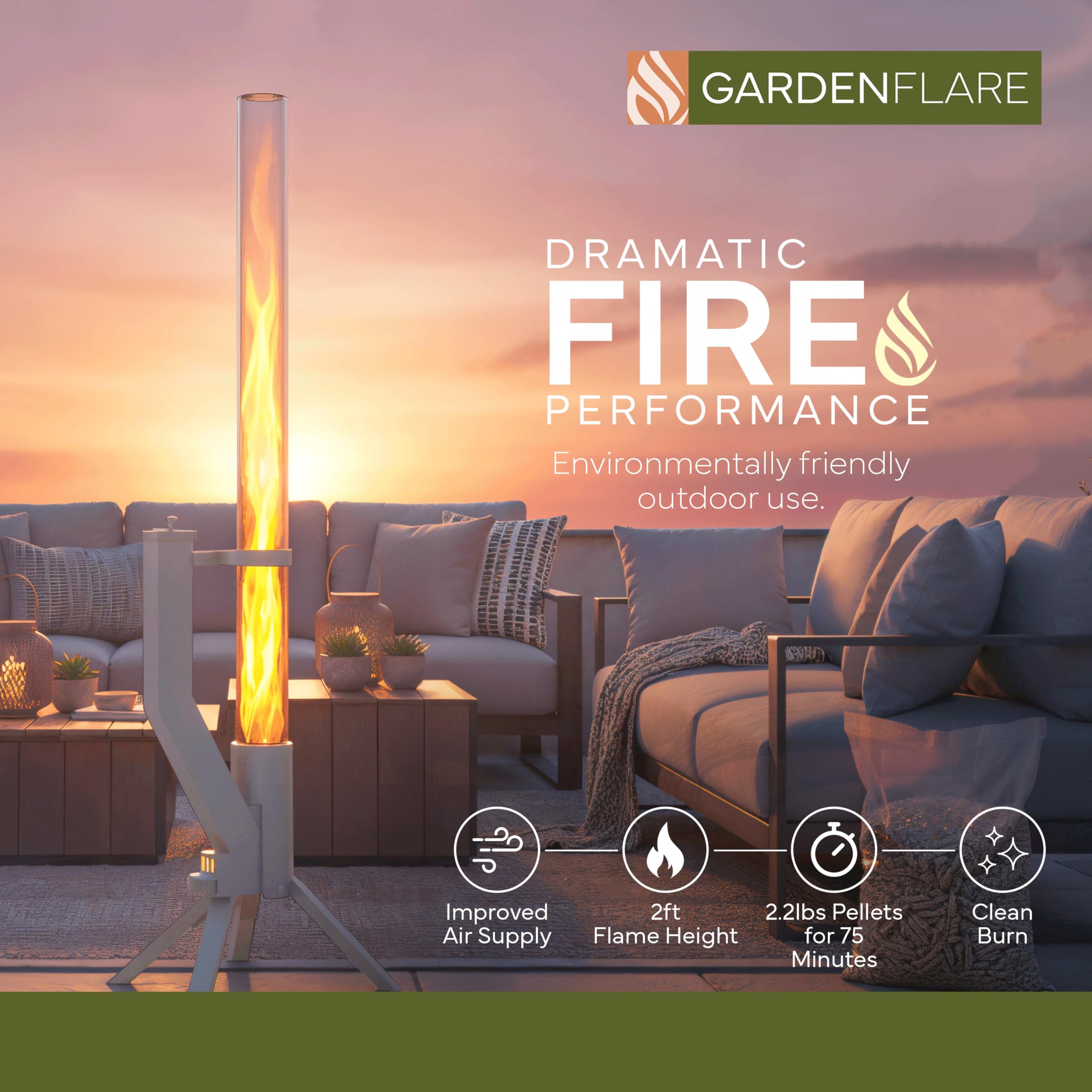 GARDENFLARE detalle de la tolva de pellets fácil de cargar