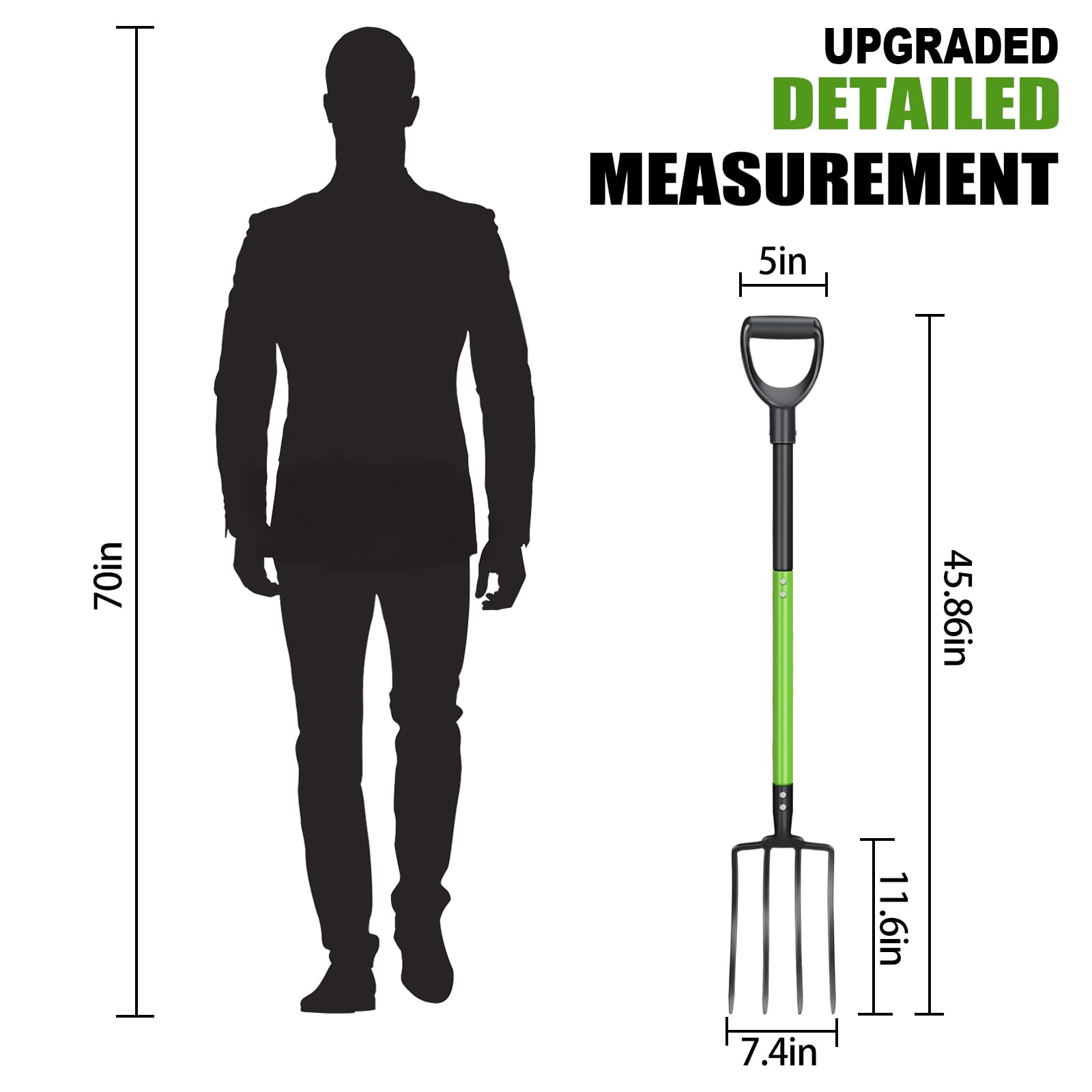 GARDENWORK horquilla junto a mano para comparar tamaño y ventaja de control