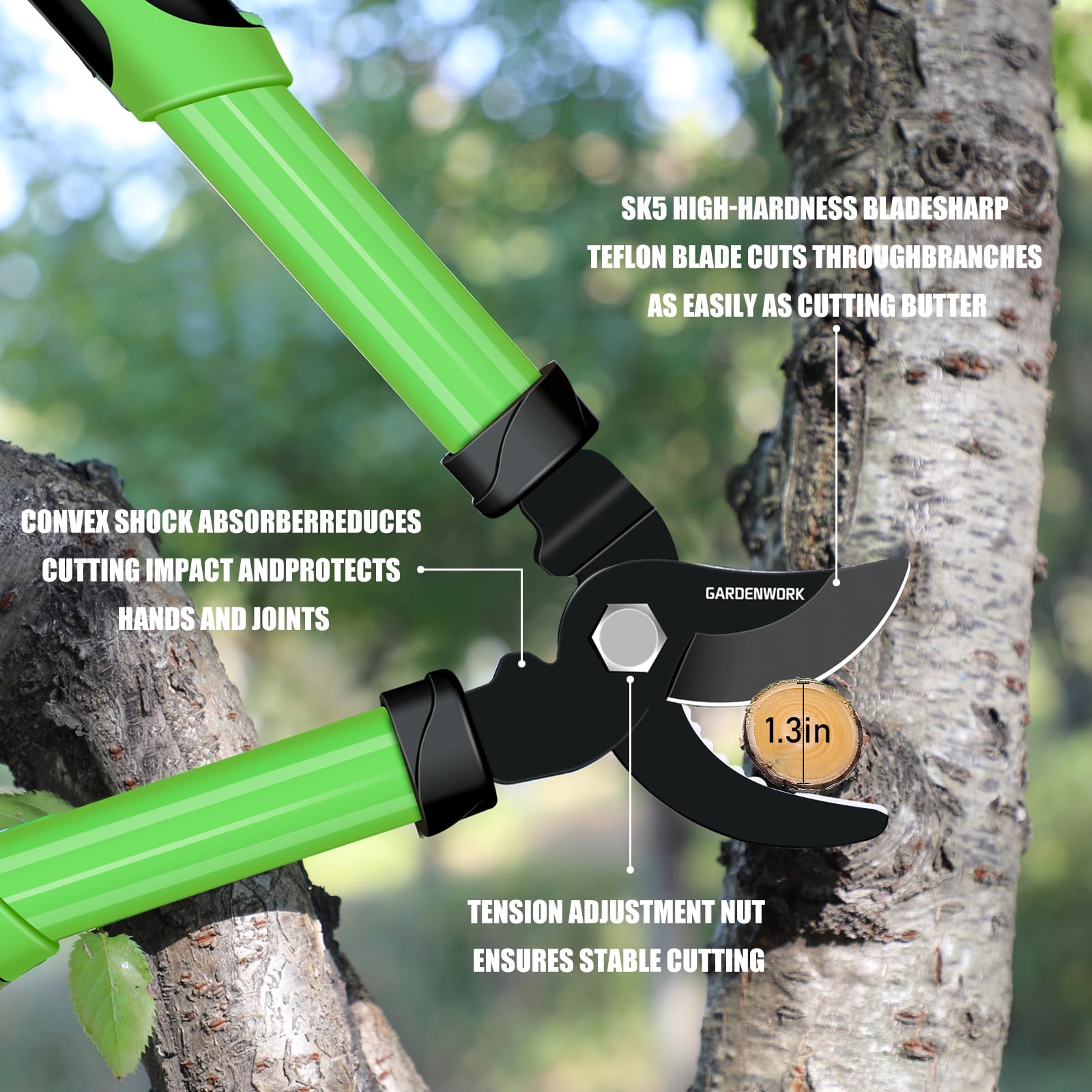 GARDENWORK mango ergonómico PP+TPR en mano para menos fatiga