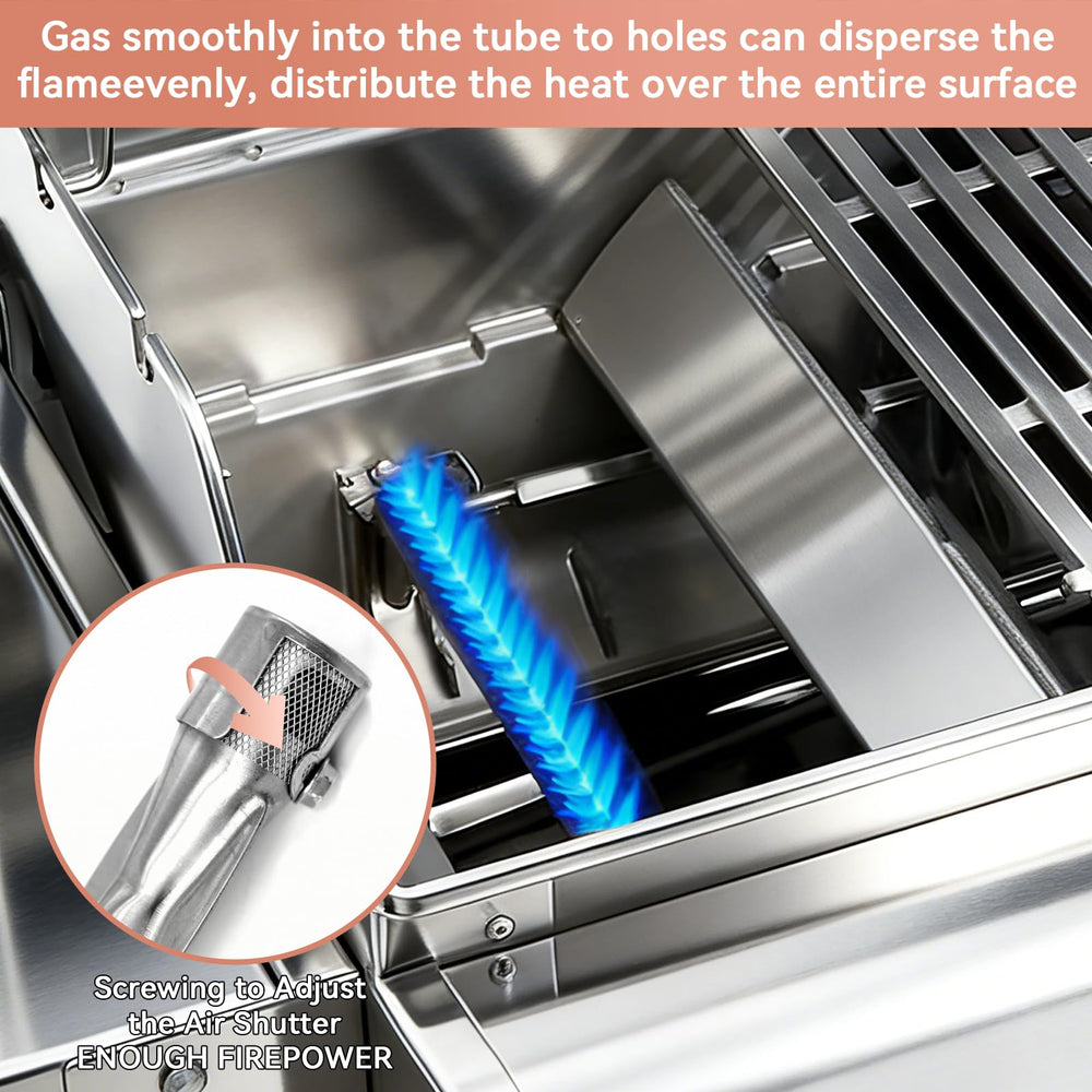 Gcostar tubo quemador junto a regla para comparar tamaño y asegurar compatibilidad