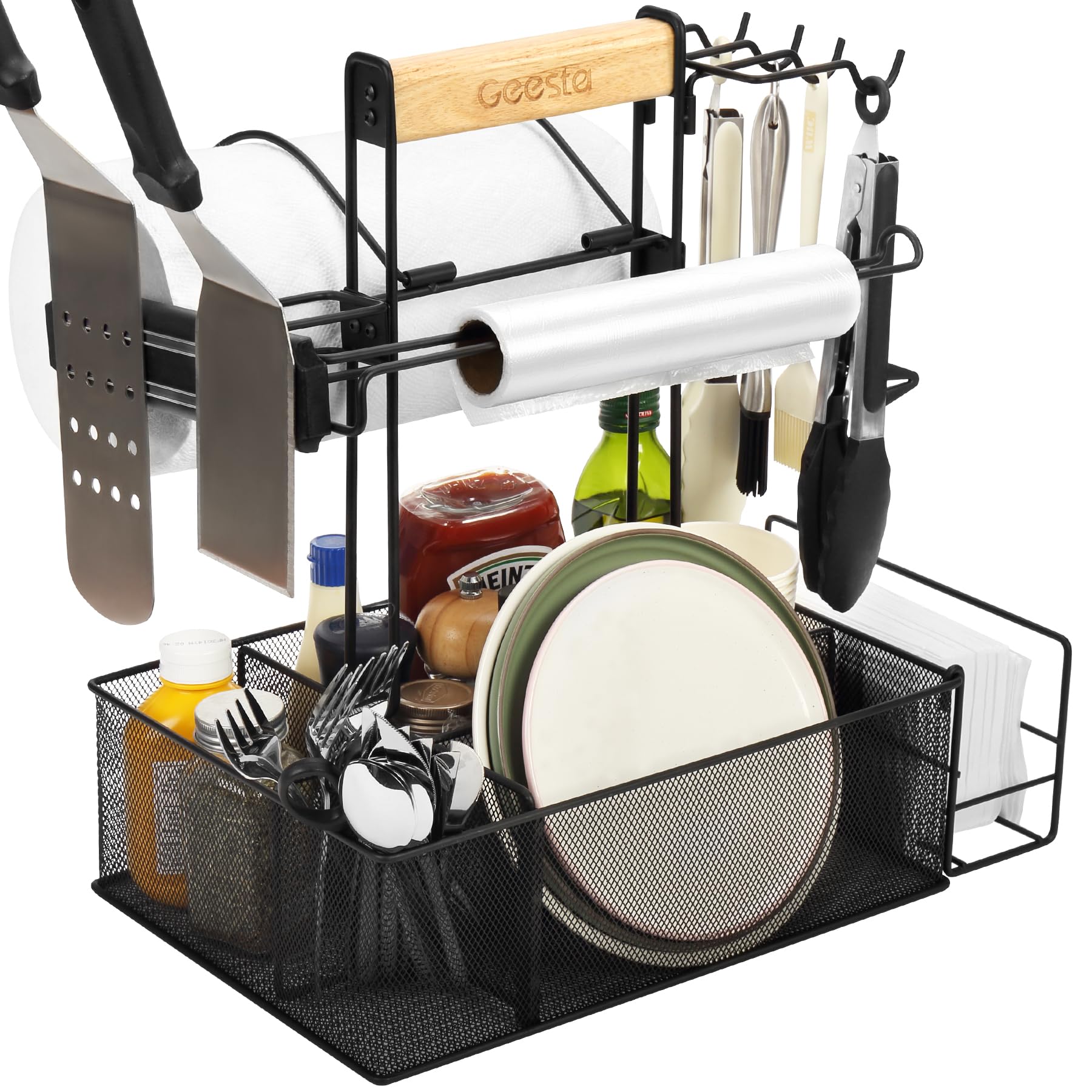 Geesta caddy frontal con utensilios organizados para acceso rápido