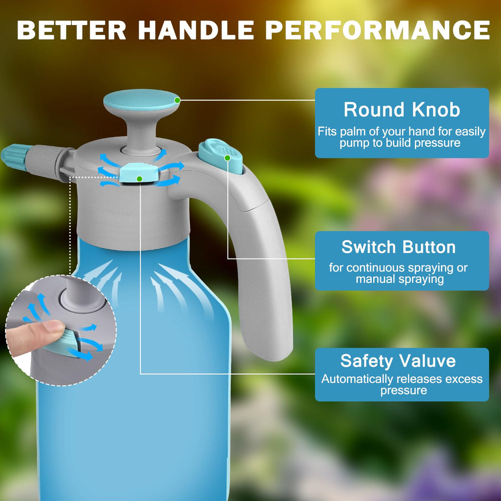 GESTONE pulverizador en manos regando plantas, manejo cómodo