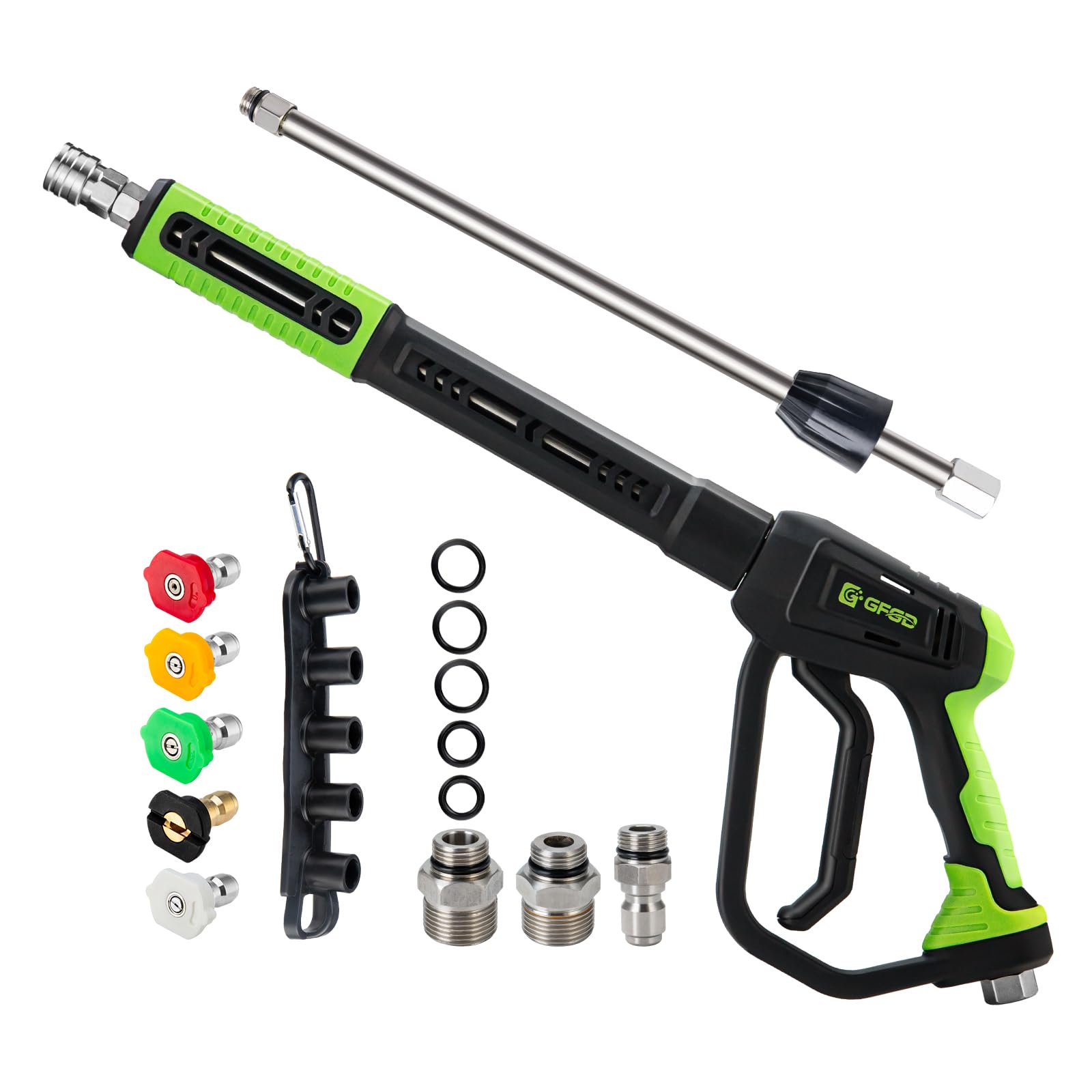 GFGD pistola hidrolavadora frontal mostrando diseño robusto y control cómodo