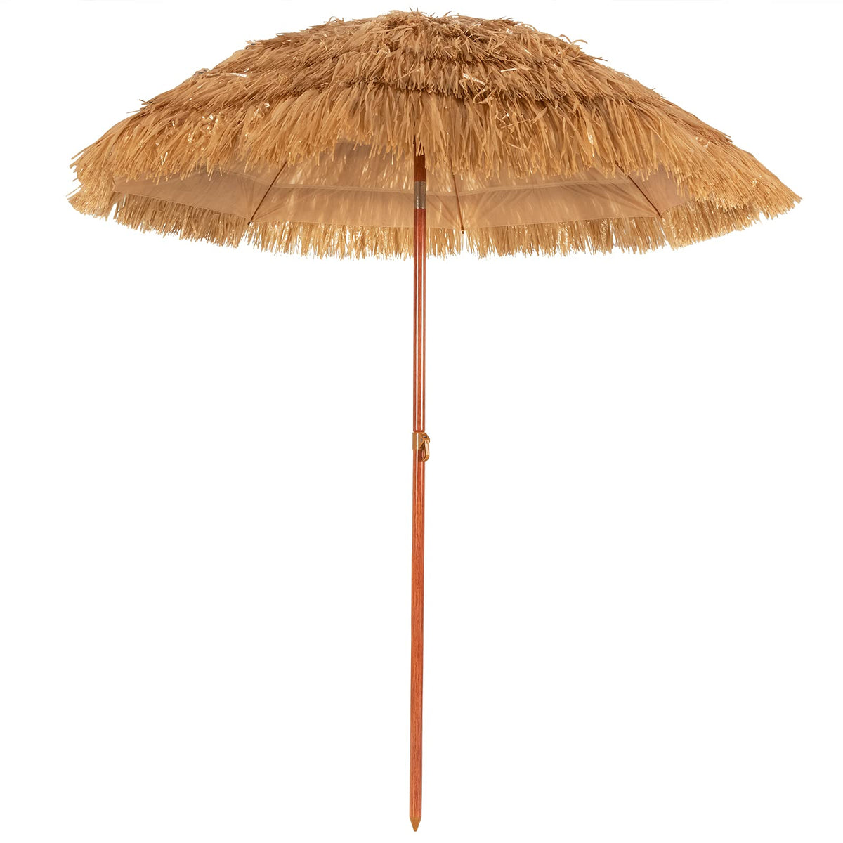GIANTEX vista frontal de la sombrilla tiki con sombra amplia y estilo tropical