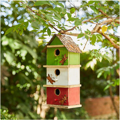 Glitzhome vista frontal de la casa de pájaros, atractivo decorativo