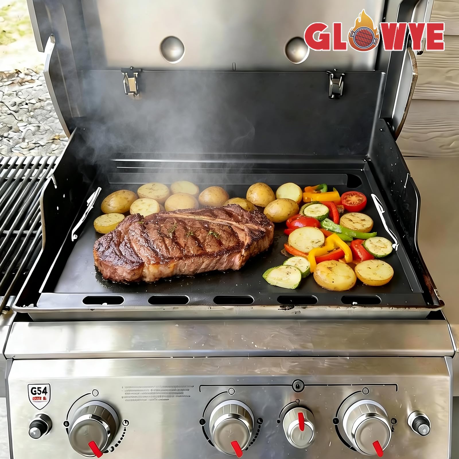 GLOWYE bandeja recolectora de grasa instalada para facilitar limpieza tras cocinar