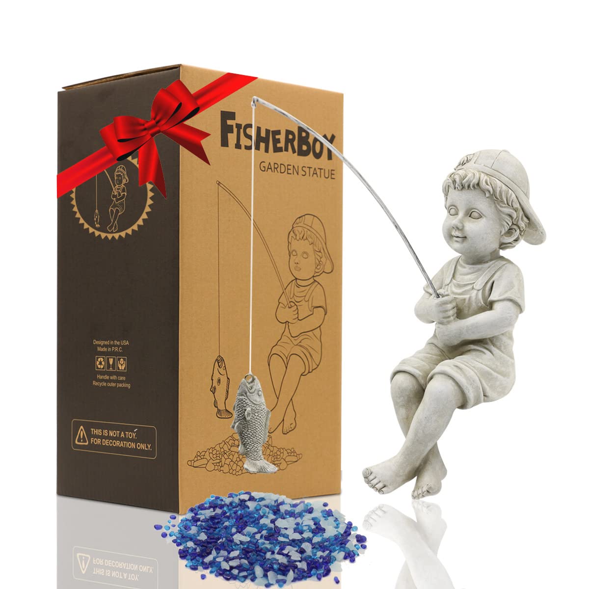 Goodeco Fisherboy frontal mostrando figura y postura, añade encanto al jardín