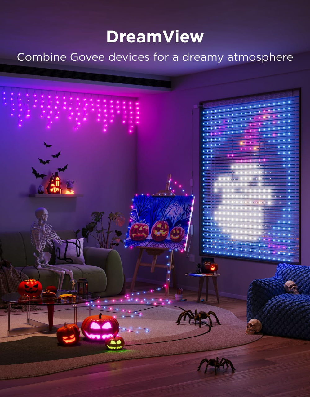 Govee app DreamView en móvil mostrando control y sincronización musical