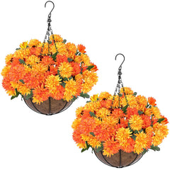 Grandeal cesta colgante frontal mostrando 150 flores para entrada atractiva