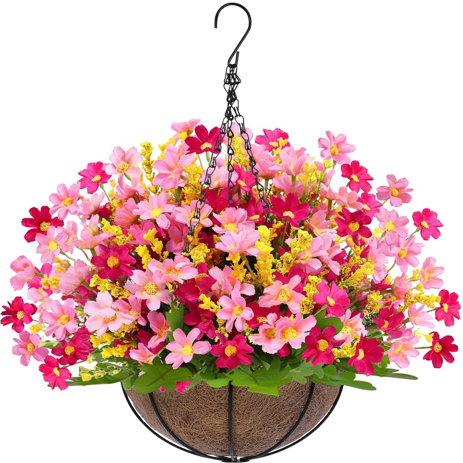 Grandeal cesto colgante frontal mostrando flores y color vibrante